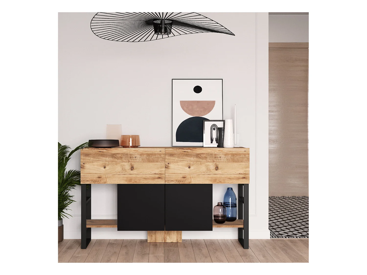 Console avec rangements style industriel TARI