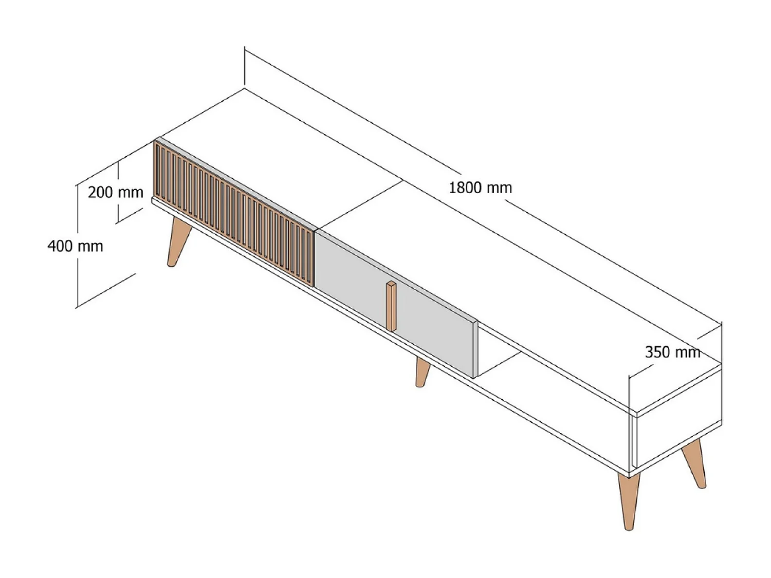 Mueble TV diseño madera y carbón 180 cm NOLA