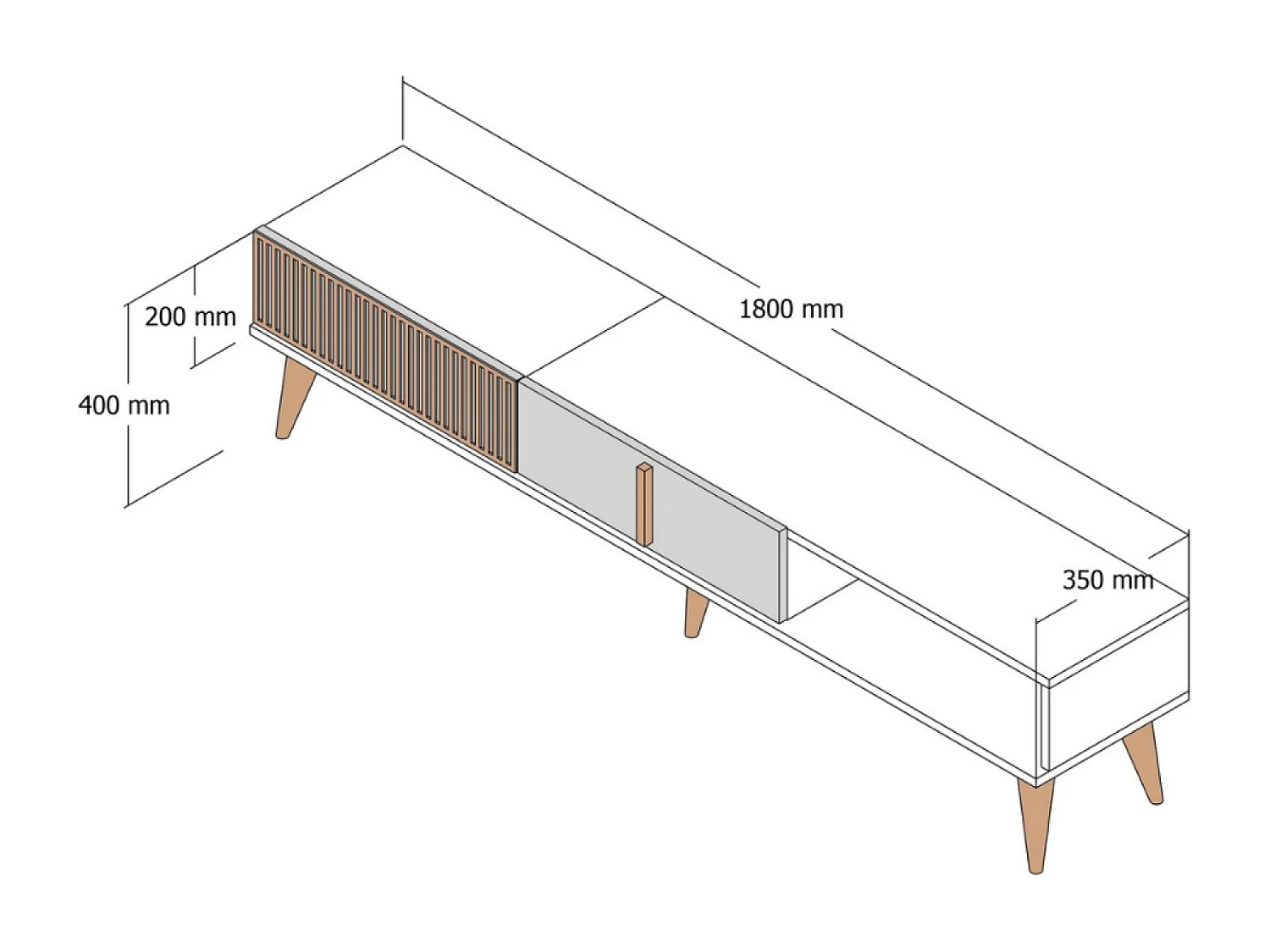 Meuble TV design bois et anthracite 180 cm NOLA