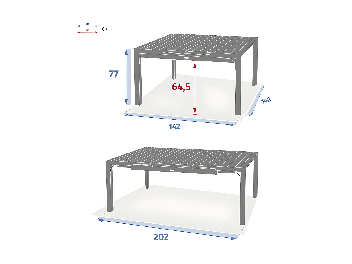 Table de jardin extensible carrée Evasion seigle et graphite Hespéride