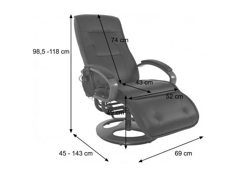 Fauteuil Relax Massant Londres Noir
