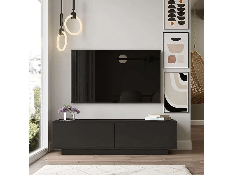 Móvel de TV Design Preto 140cm MELI Moderno com Arrumação