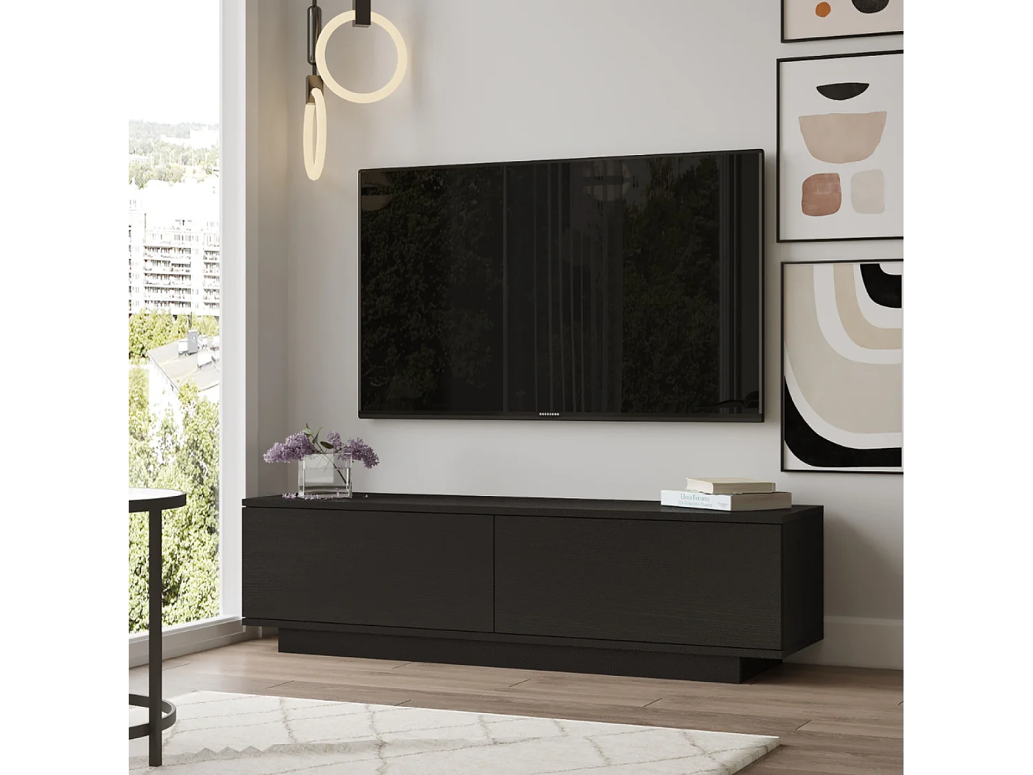 Móvel de TV Design Preto 140cm MELI Moderno com Arrumação