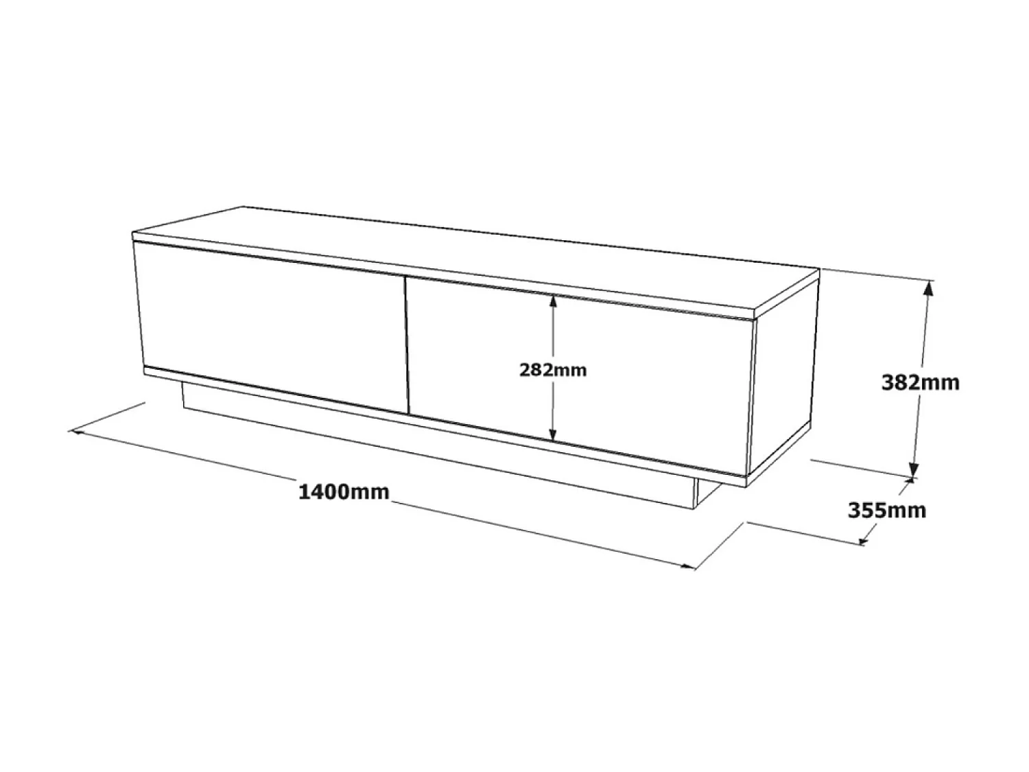 Móvel de TV Design Preto 140cm MELI Moderno com Arrumação