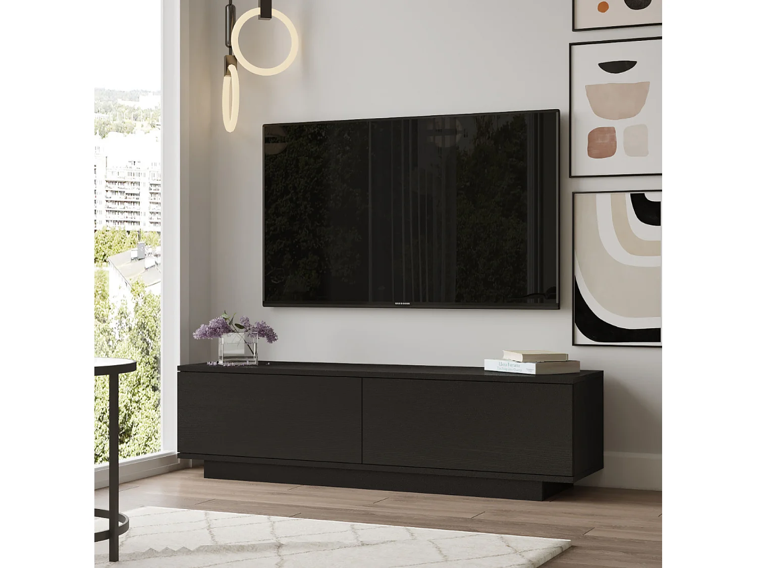 Meuble TV design noir 140cm MELI