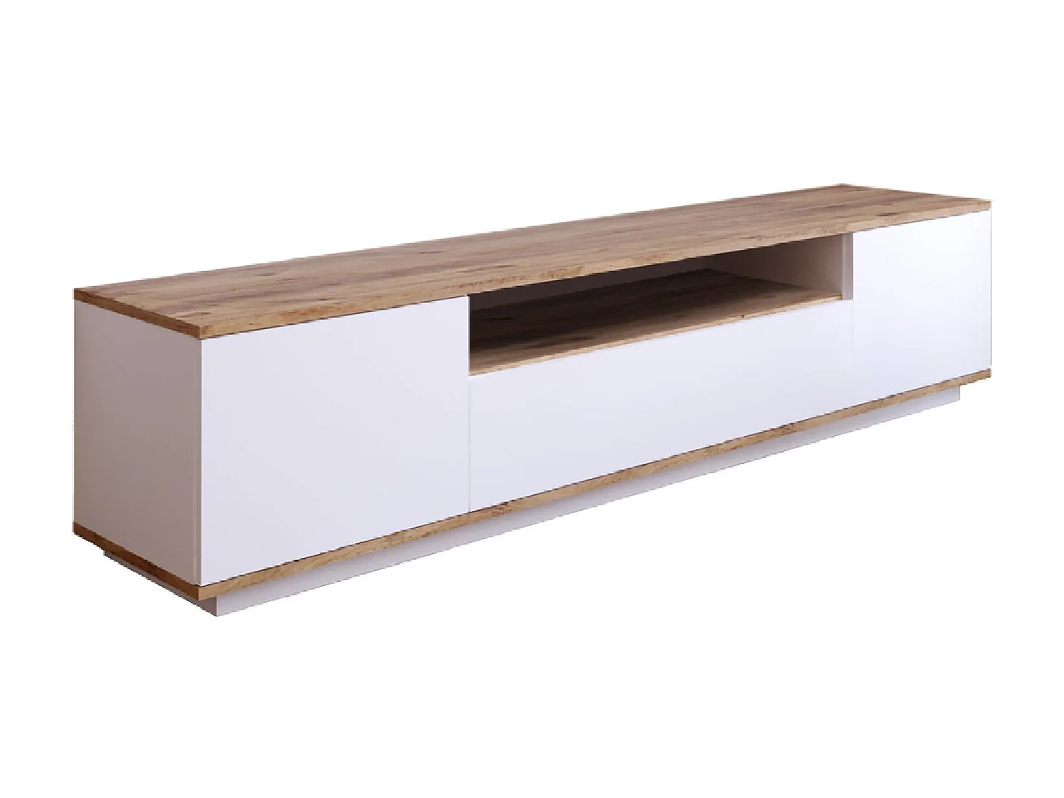 Meuble TV blanc et bois 180cm TYRO
