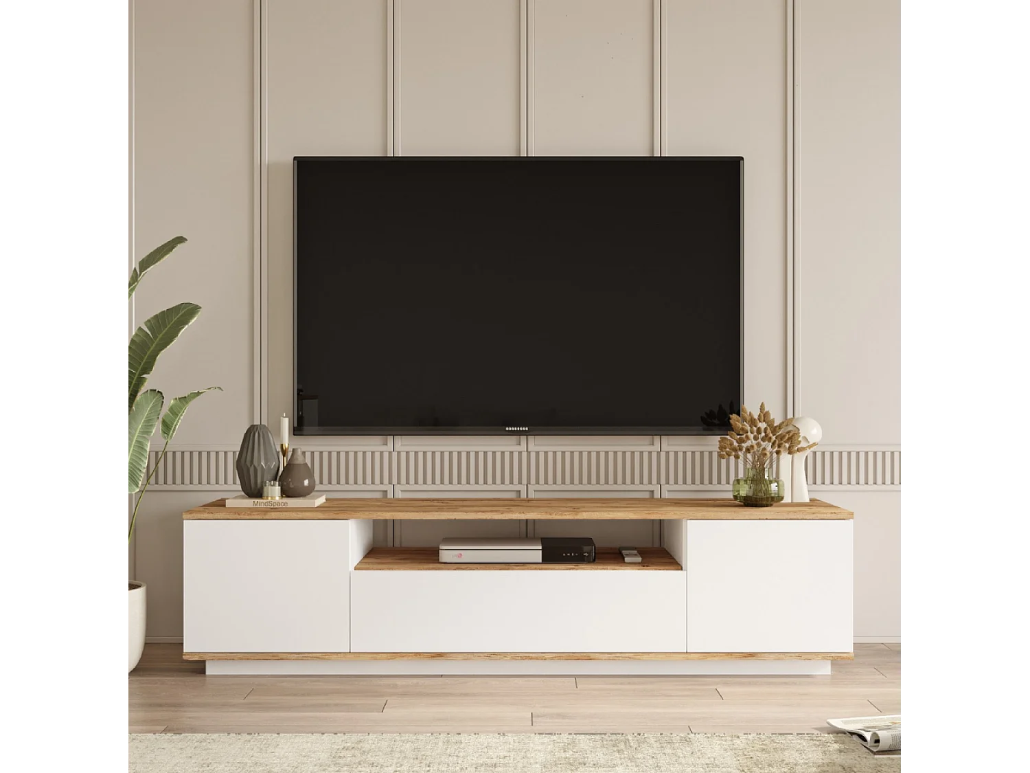 Mobile TV bianco e legno 180cm TYRO