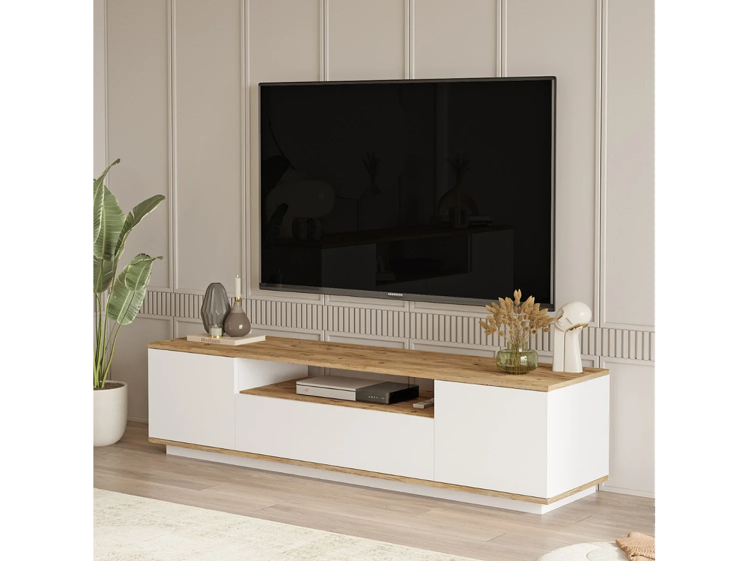 Mobile TV bianco e legno 180cm TYRO
