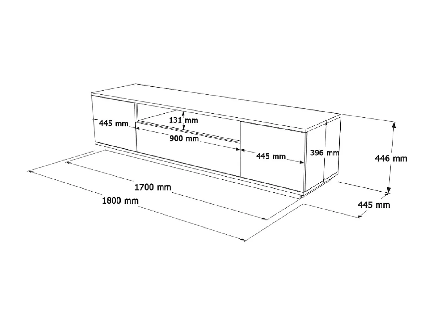 Meuble TV blanc et bois 180cm TYRO