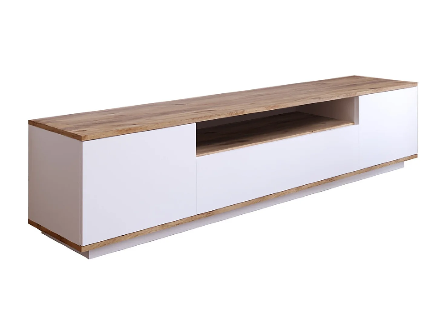 Meuble TV blanc et bois 180cm TYRO