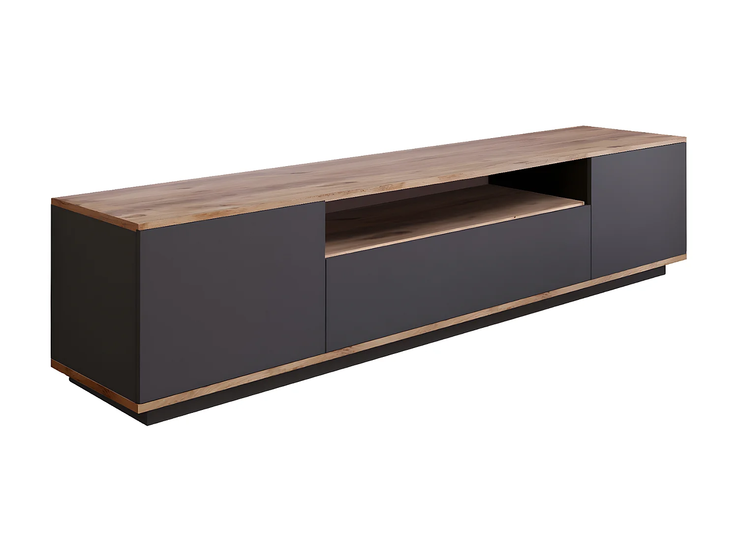 Meuble TV gris et bois 180 cm TYRO