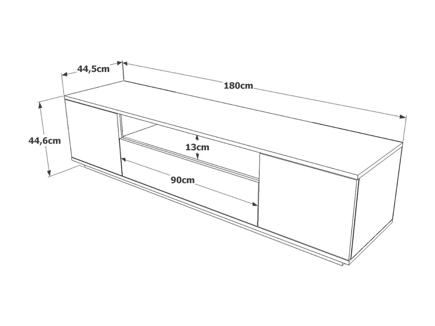 Meuble TV gris et bois 180 cm TYRO