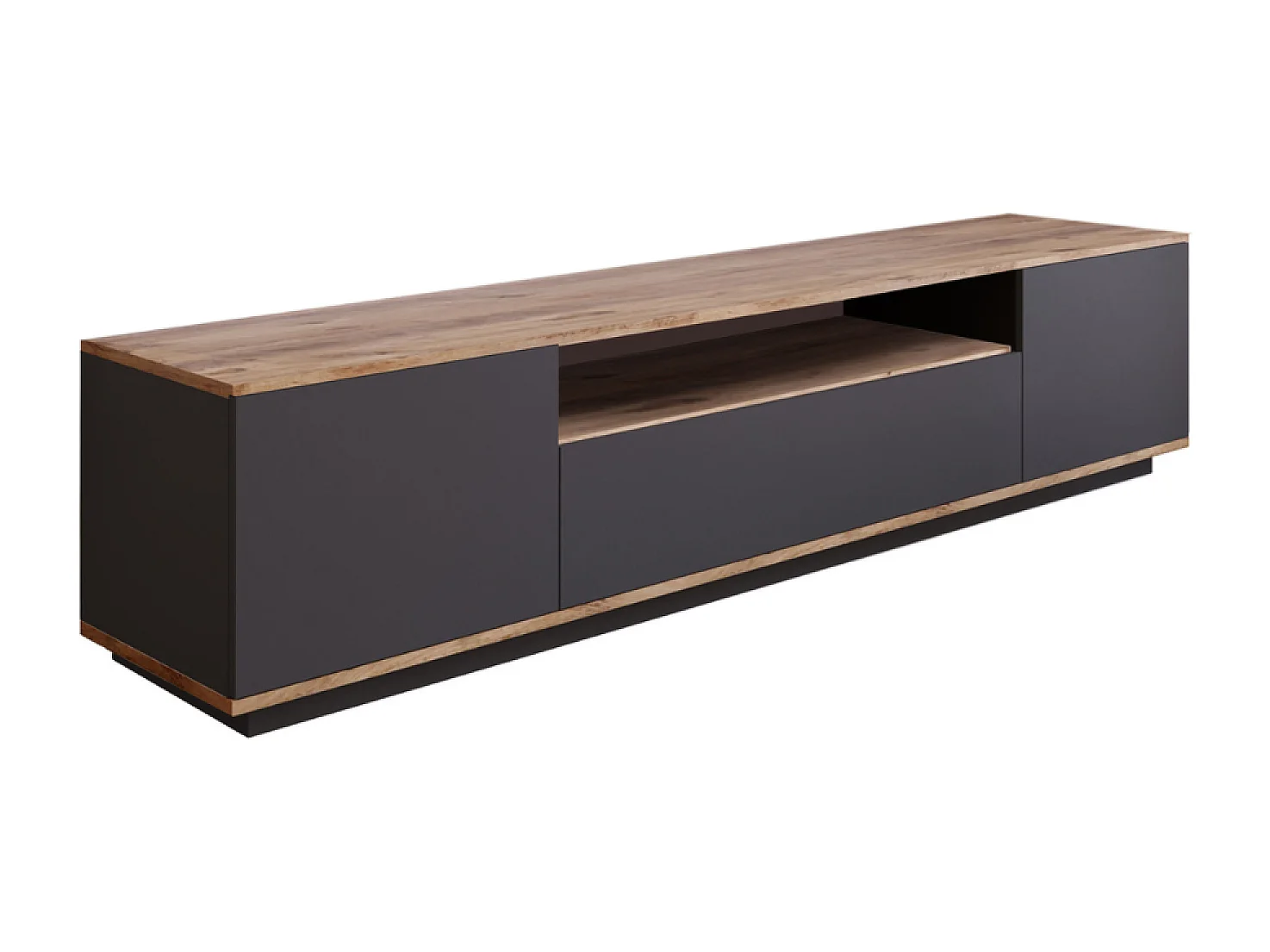 Meuble TV gris et bois 180 cm TYRO