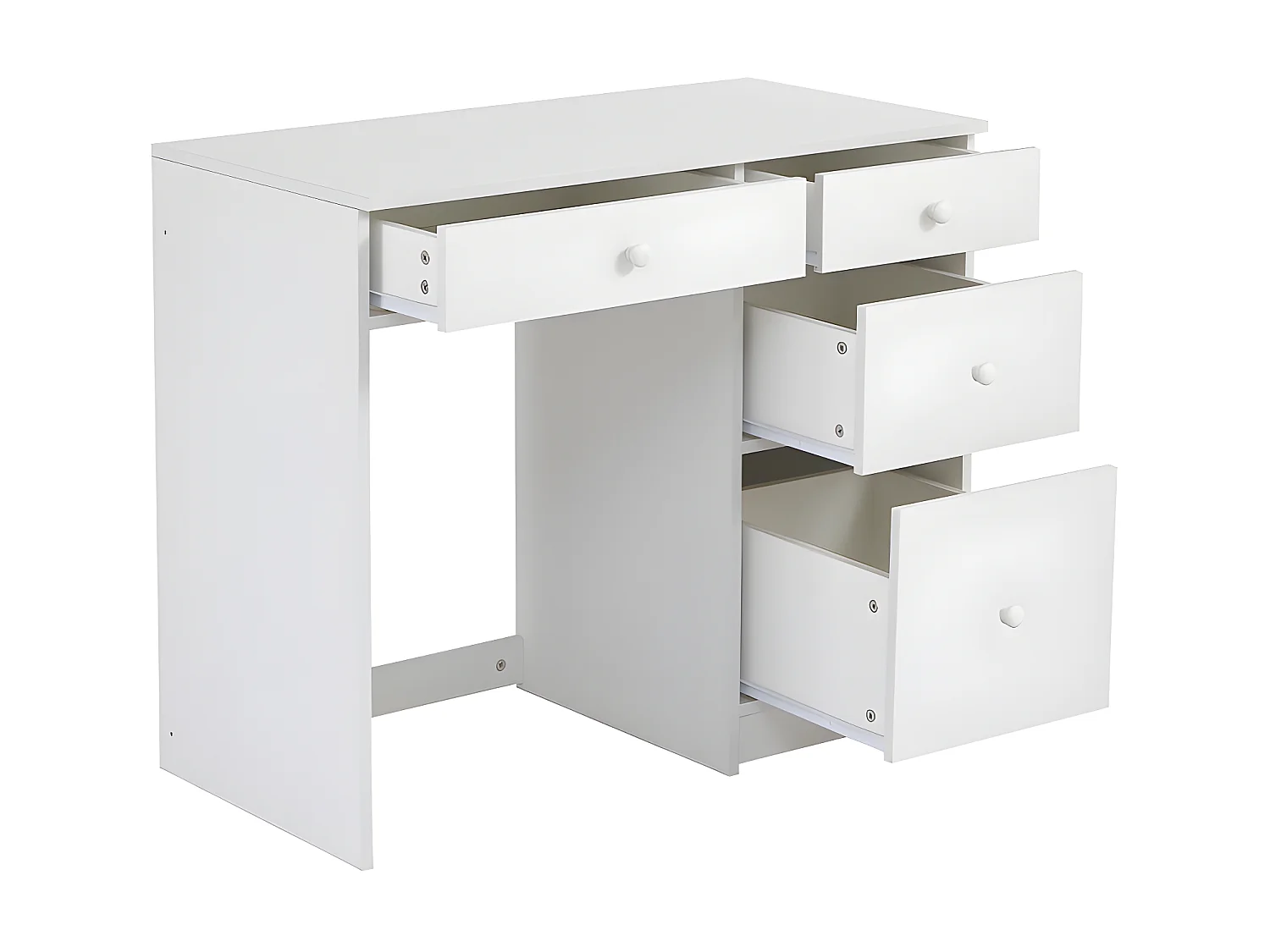 Mezzaninebed 90x200 cm - met opbergmeubel en bureau - massief hout - Wit