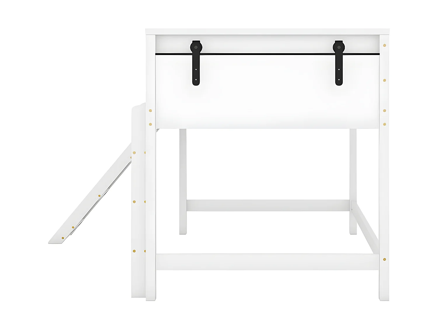 Lit mezzanine 90x200cm - avec toboggan et échelle - en pin massif - Blanc