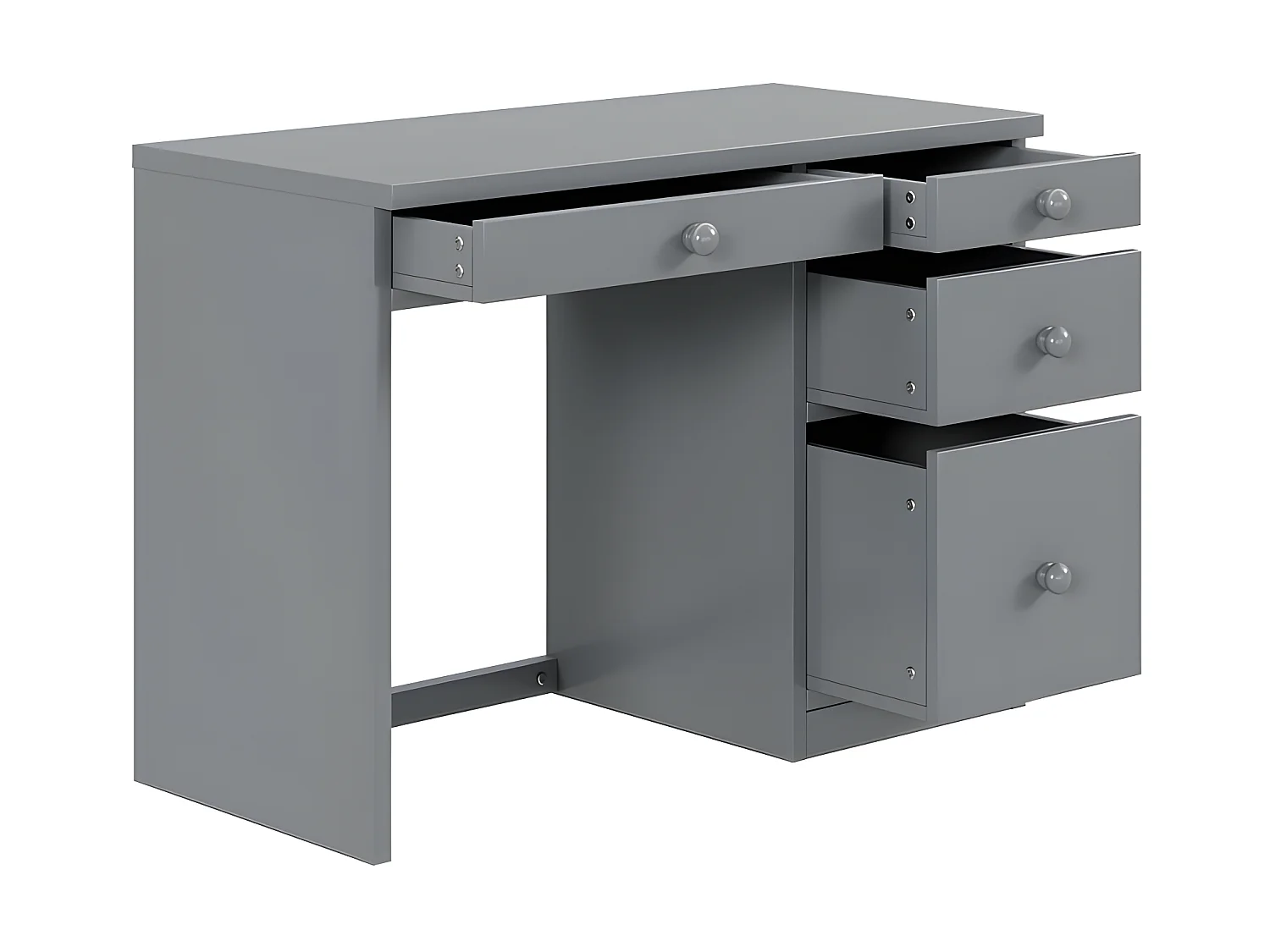 Cama entrepiso 90x200 cm - con mueble de almacenaje y escritorio - madera maciza - Gris