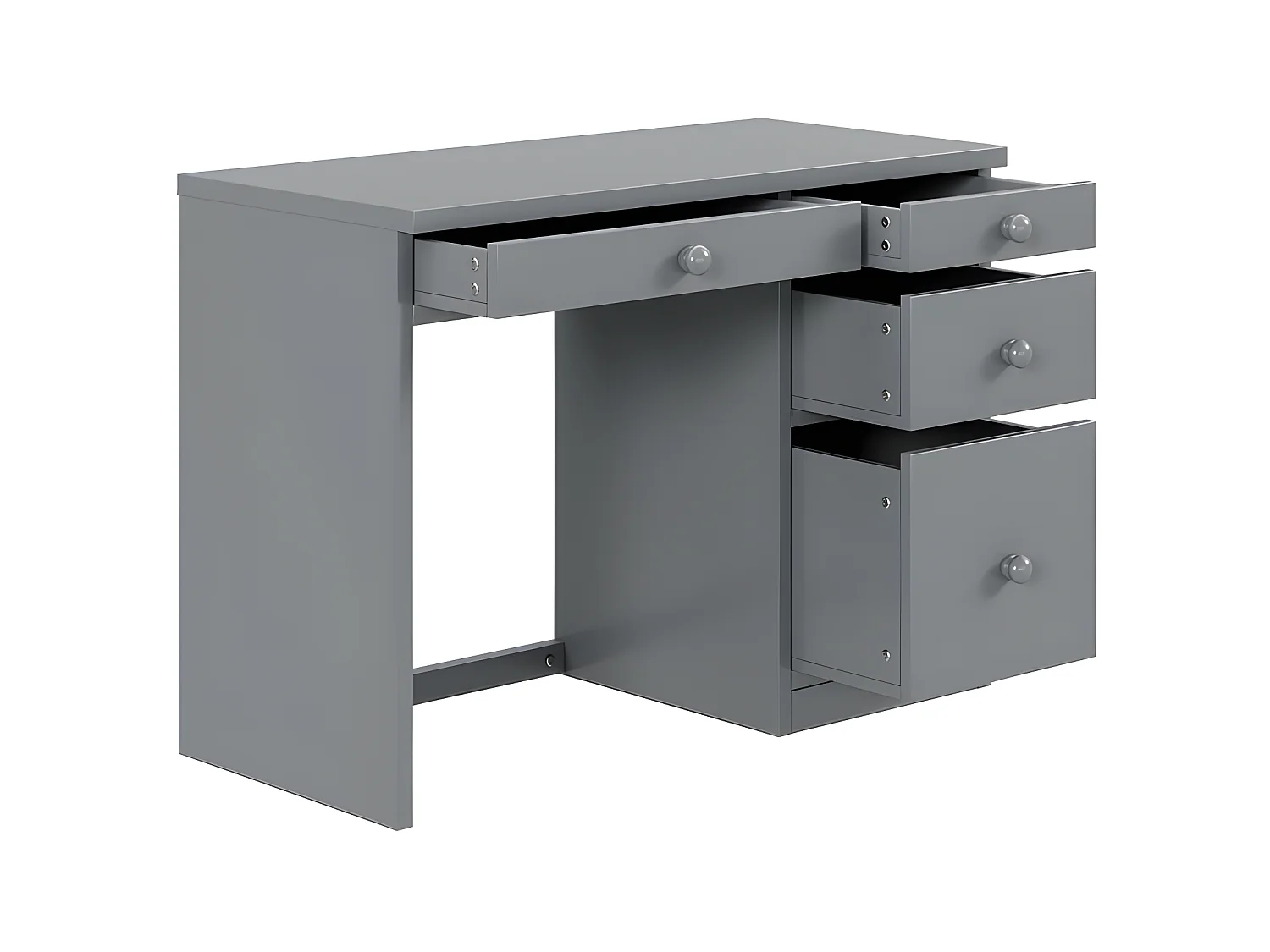 Hochbett 90x200 cm – mit Stauraummöbeln und Schreibtisch – Massivholz – Grau