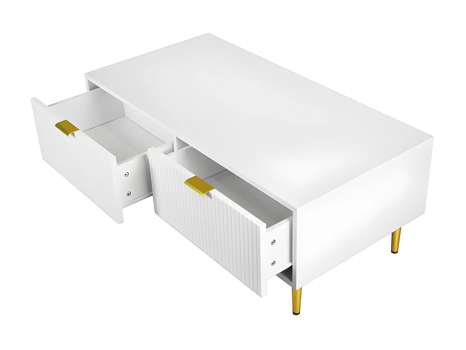 Salontafel - 2 lades - verticaal gestreept design - Wit