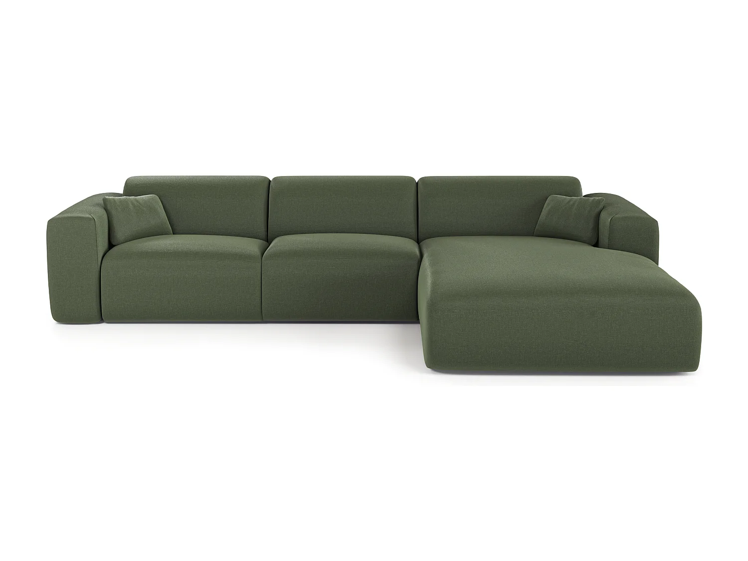 Canapé angle droit convertible express 5 places MYRA en tissu tramé vert olive