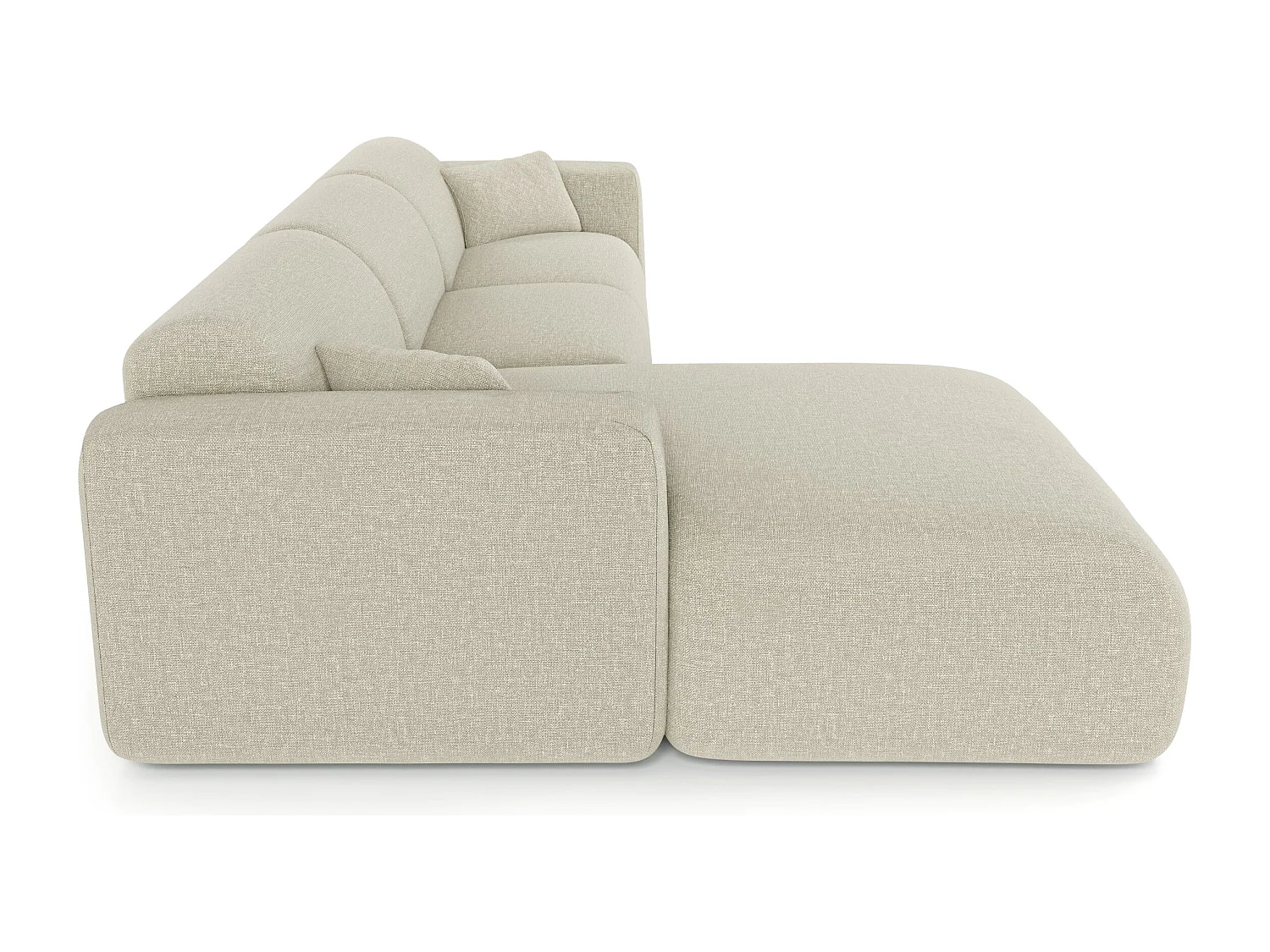 Canapé angle gauche convertible 5 places MYRA en tissu tramé beige