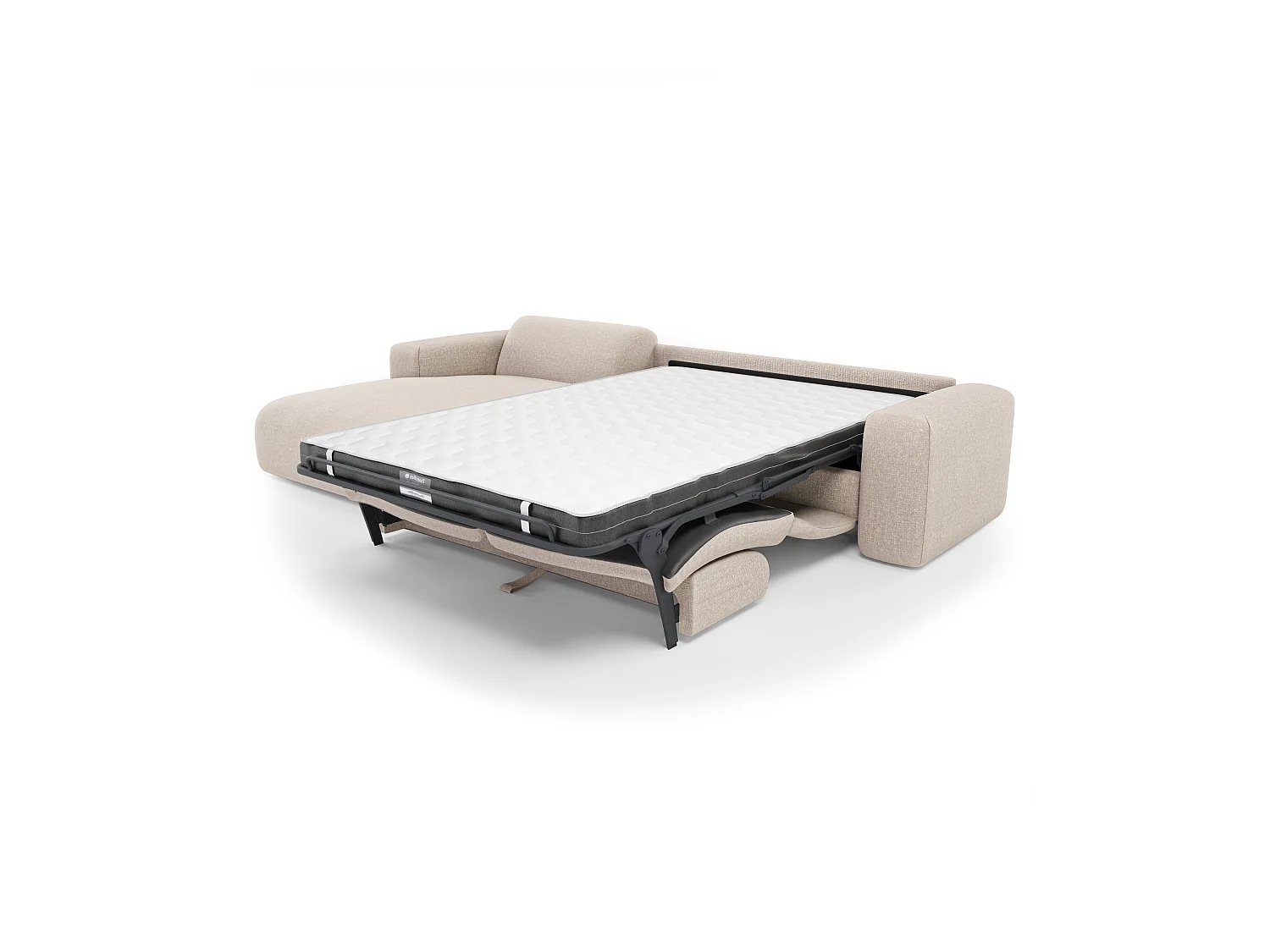Canapé angle gauche convertible 5 places MYRA en tissu tramé beige