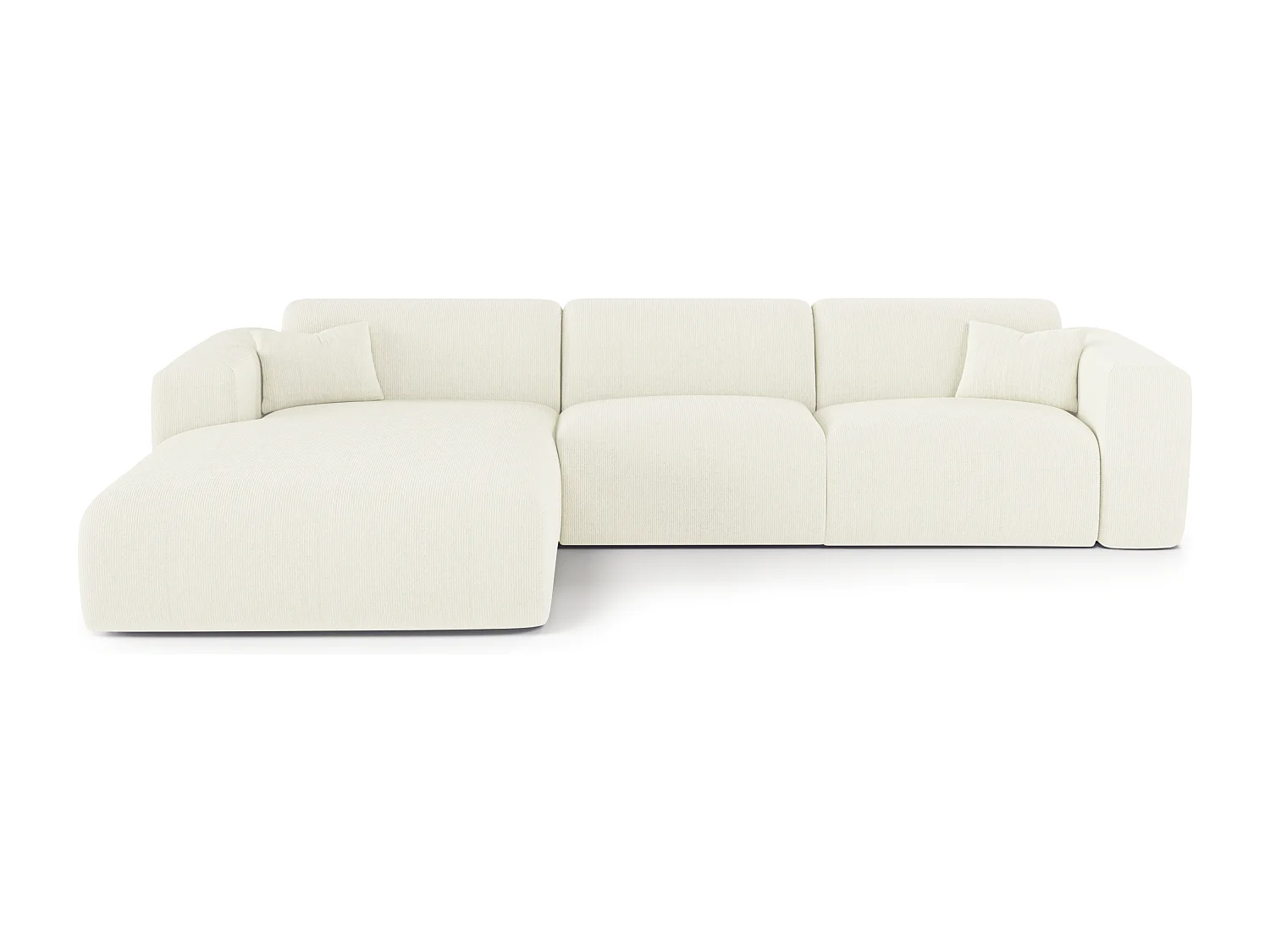 Canapé angle gauche convertible dunlopillo velours côtelé crème 140cm MYRA