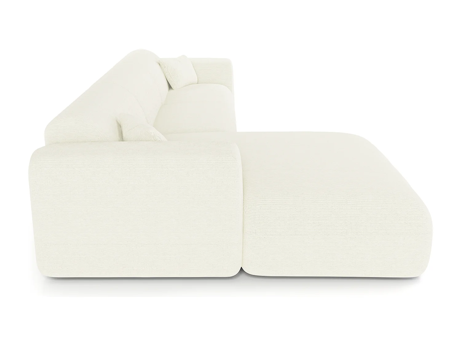 Canapé angle gauche convertible dunlopillo velours côtelé crème 140cm MYRA