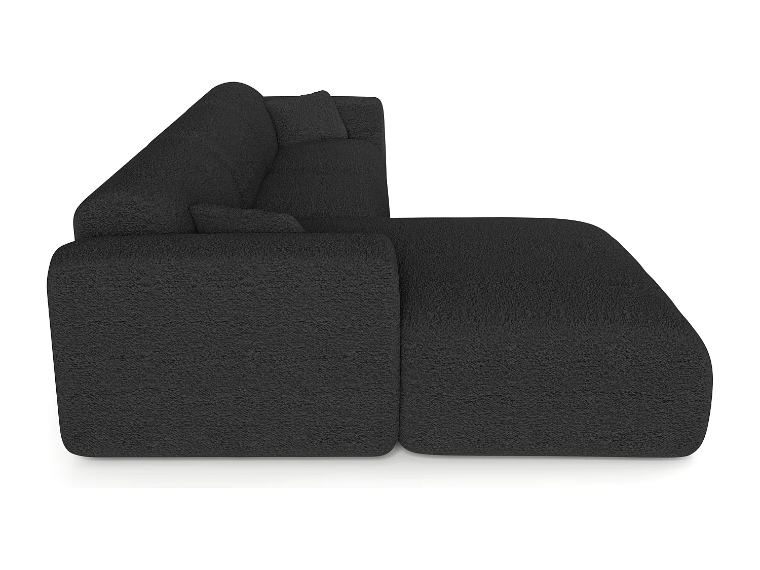 Canapé angle gauche convertible 5 places bouclette anthracite foncé MYRA