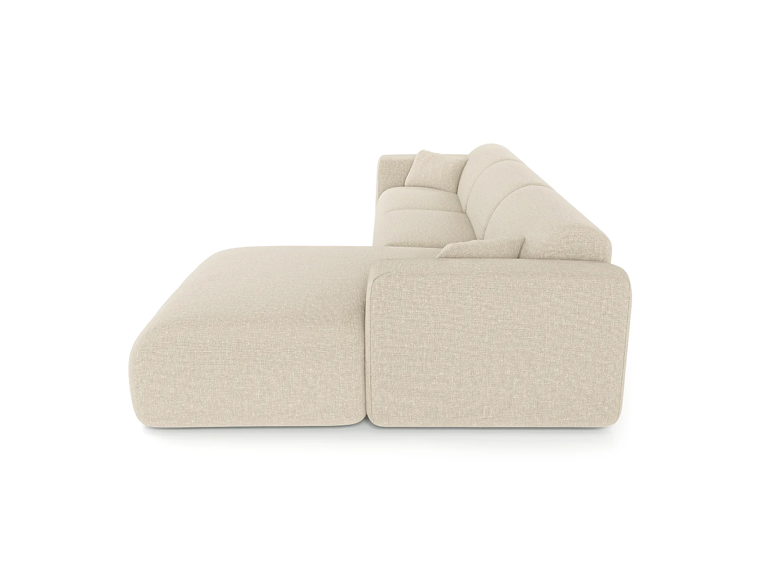 Canapé d'angle droit convertible express 5 places en coton beige MYRA