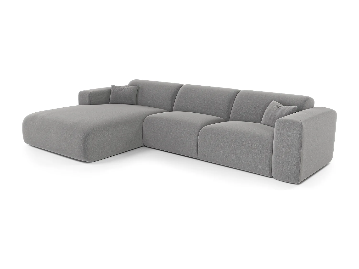 Canapé angle gauche convertible dunlopillo 5 places tissu tramé gris MYRA