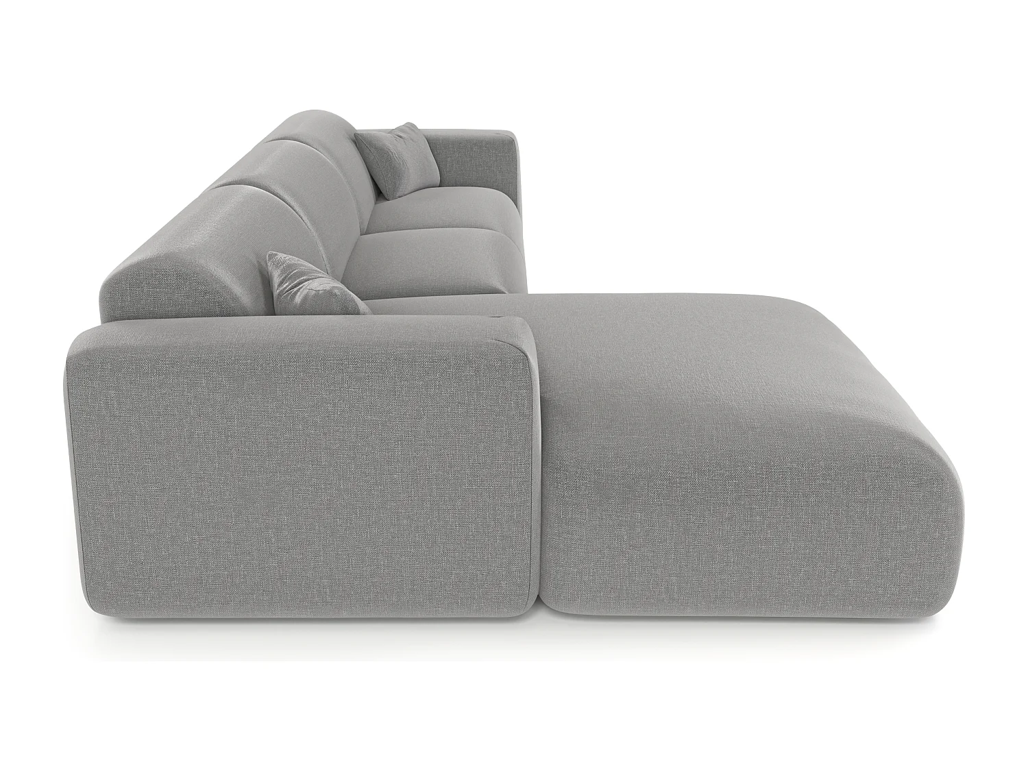 Canapé angle gauche convertible dunlopillo 5 places tissu tramé gris MYRA