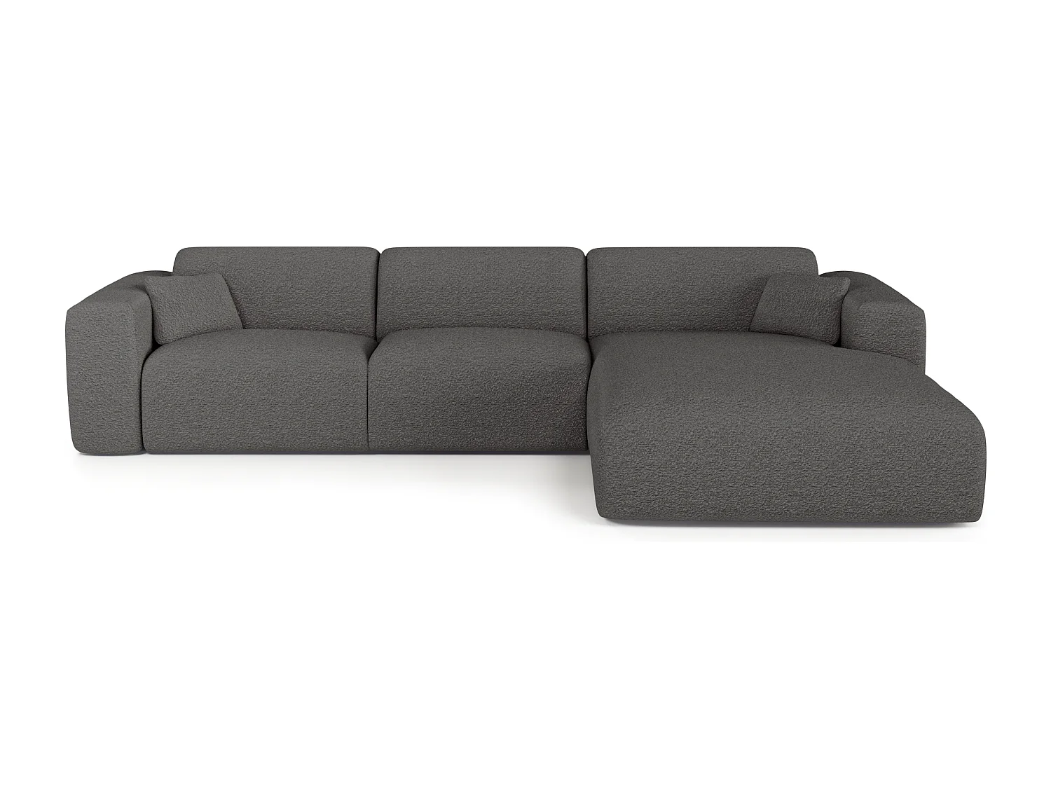 Canapé angle droit convertible dunlopillo 5 places bouclette gris MYRA