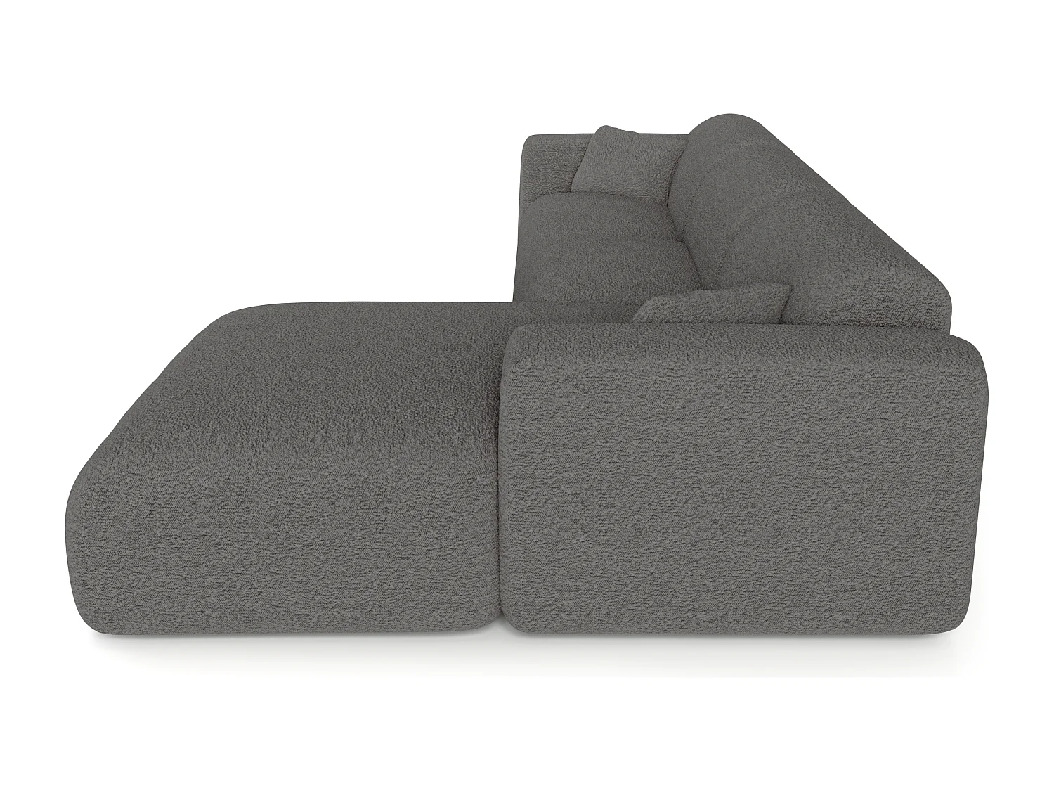 Canapé angle droit convertible dunlopillo 5 places bouclette gris MYRA
