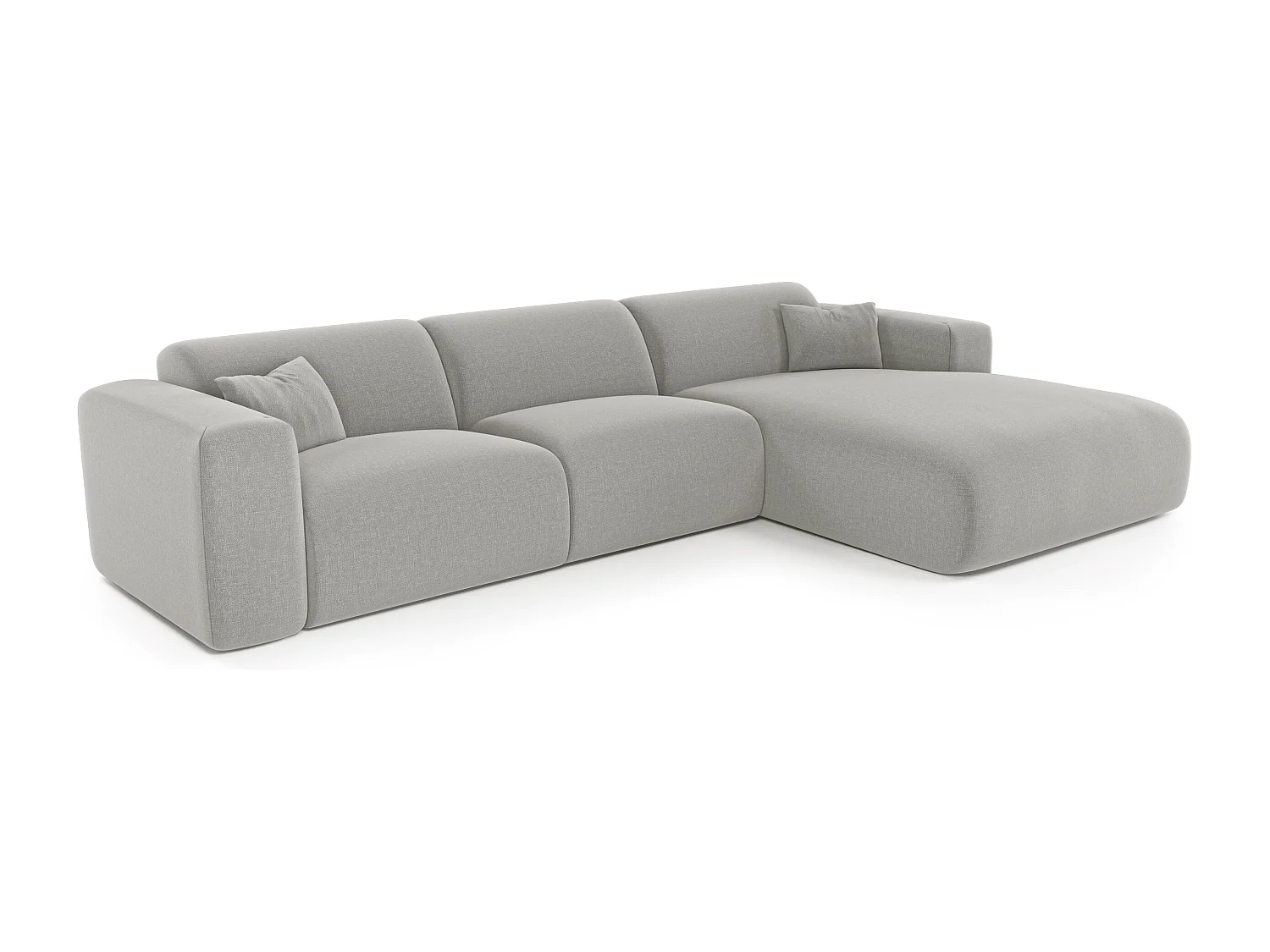 Canapé angle droit convertible express 5 places MYRA en tissu tramé gris clair