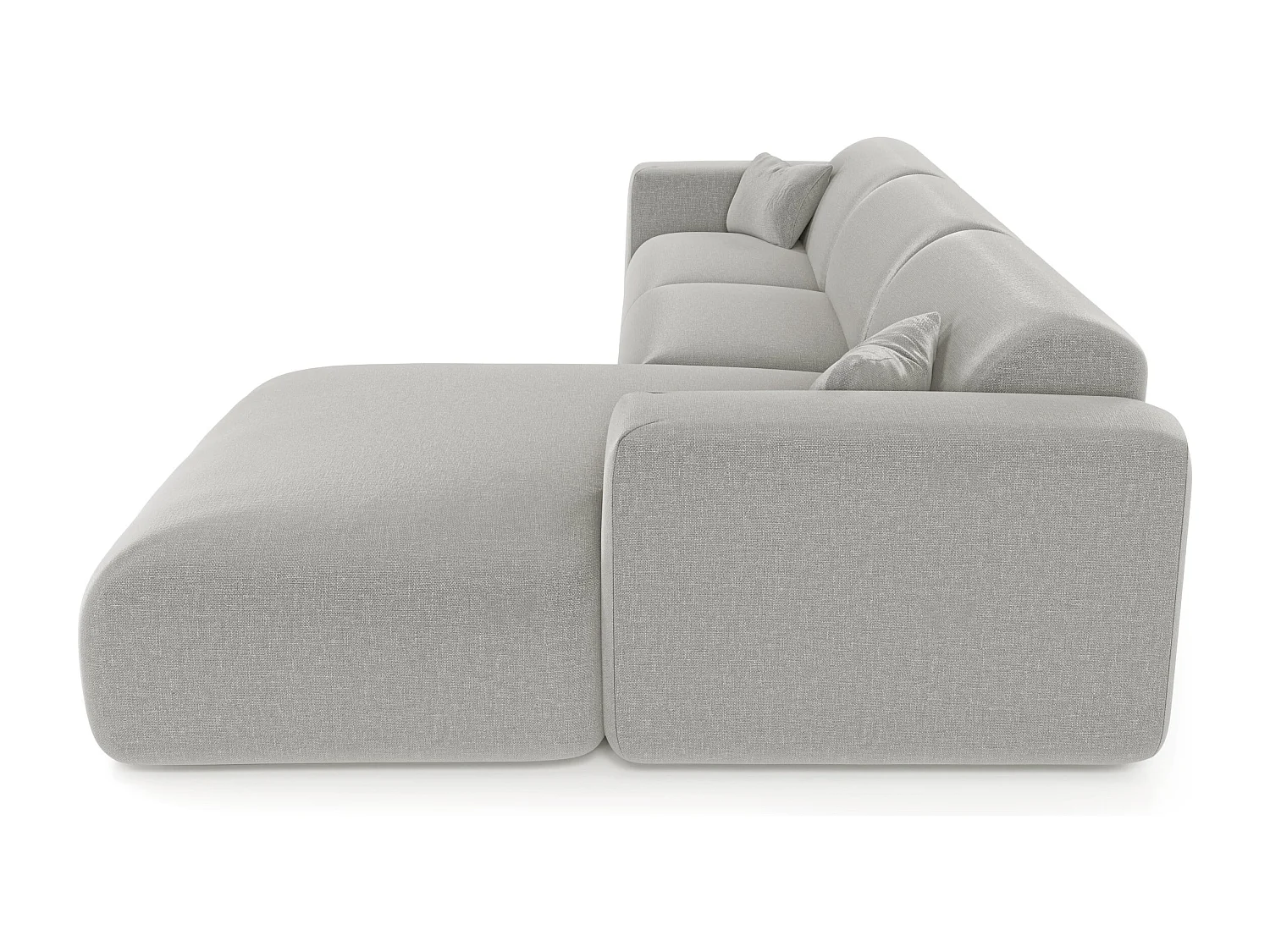 Canapé angle droit convertible express 5 places MYRA en tissu tramé gris clair