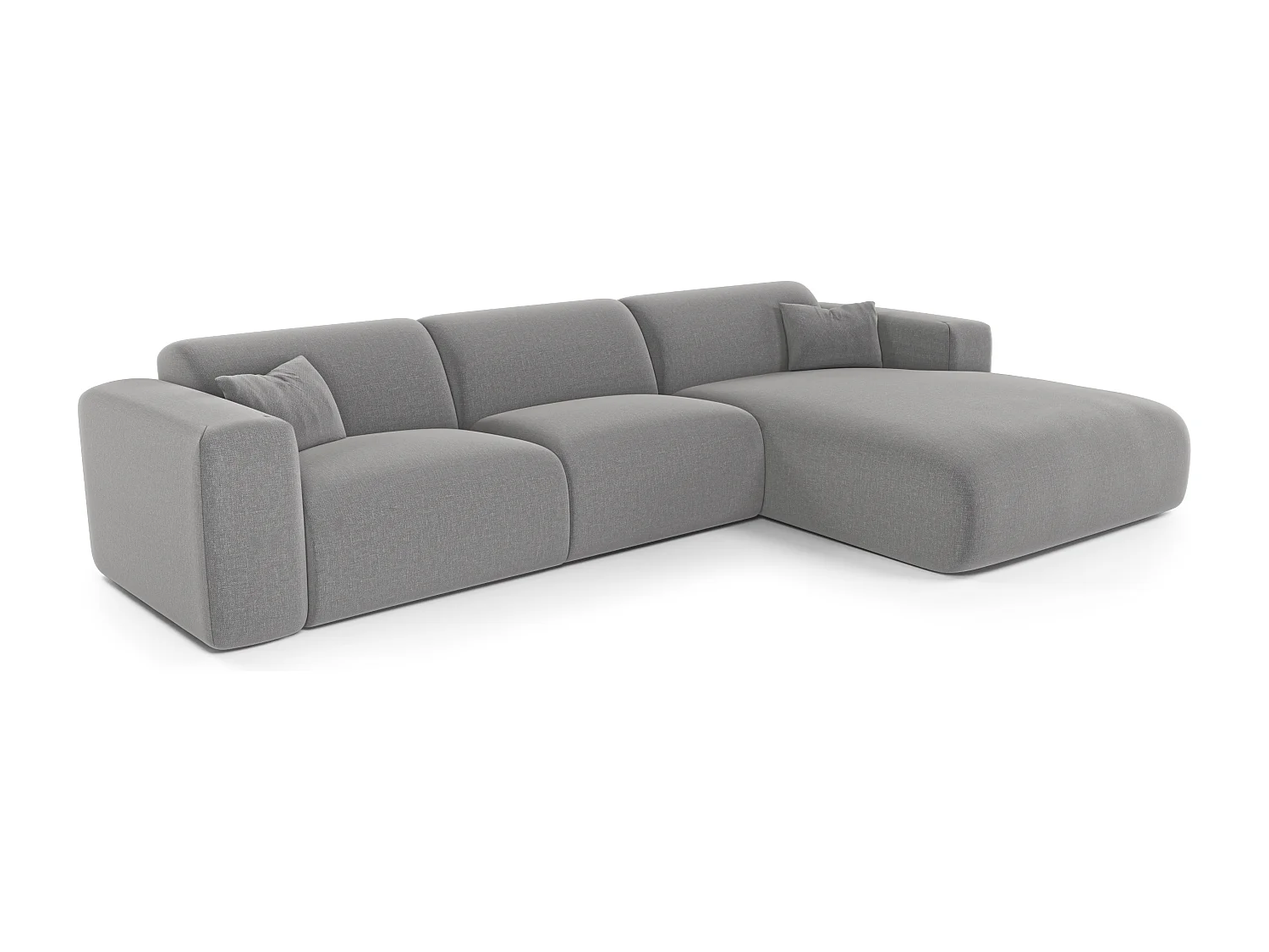 Canapé angle droit convertible dunlopillo 5 places tissu tramé gris MYRA