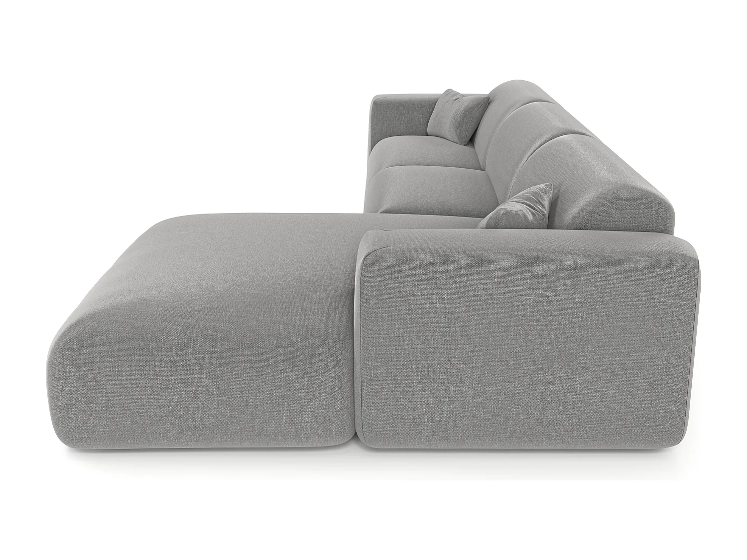 Canapé angle droit convertible dunlopillo 5 places tissu tramé gris MYRA