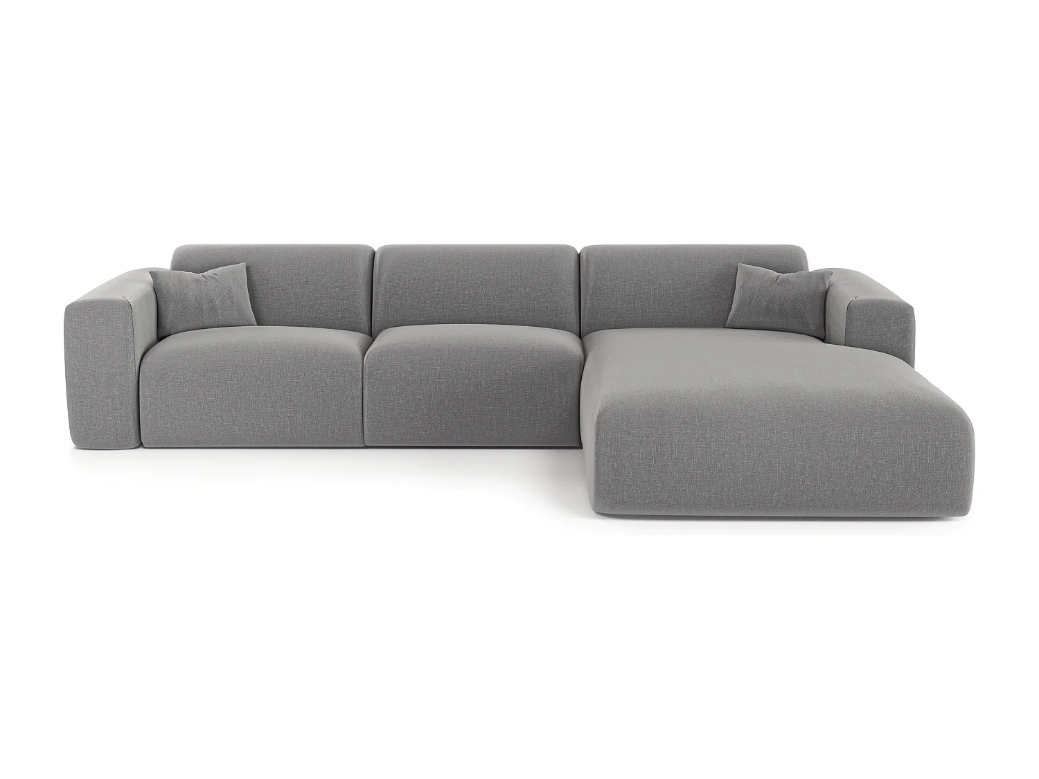 Canapé angle droit convertible express 5 places MYRA en tissu tramé gris clair