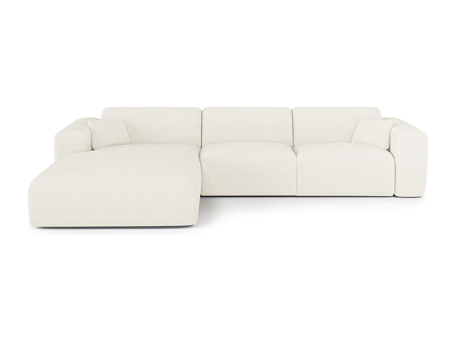 Canapé angle gauche convertible dunlopillo 5 places bouclette crème  MYRA