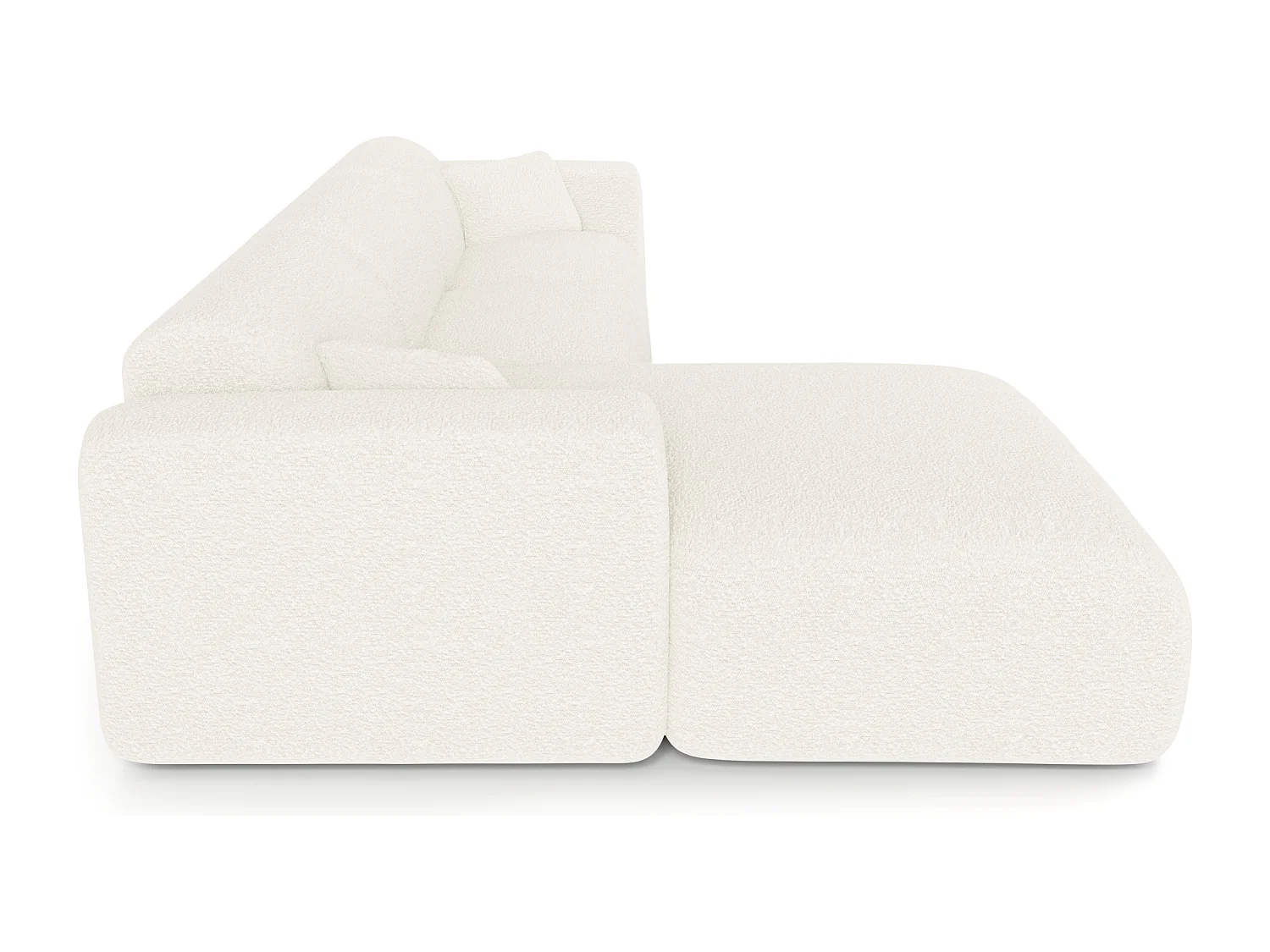 Canapé angle gauche convertible dunlopillo 5 places bouclette crème  MYRA