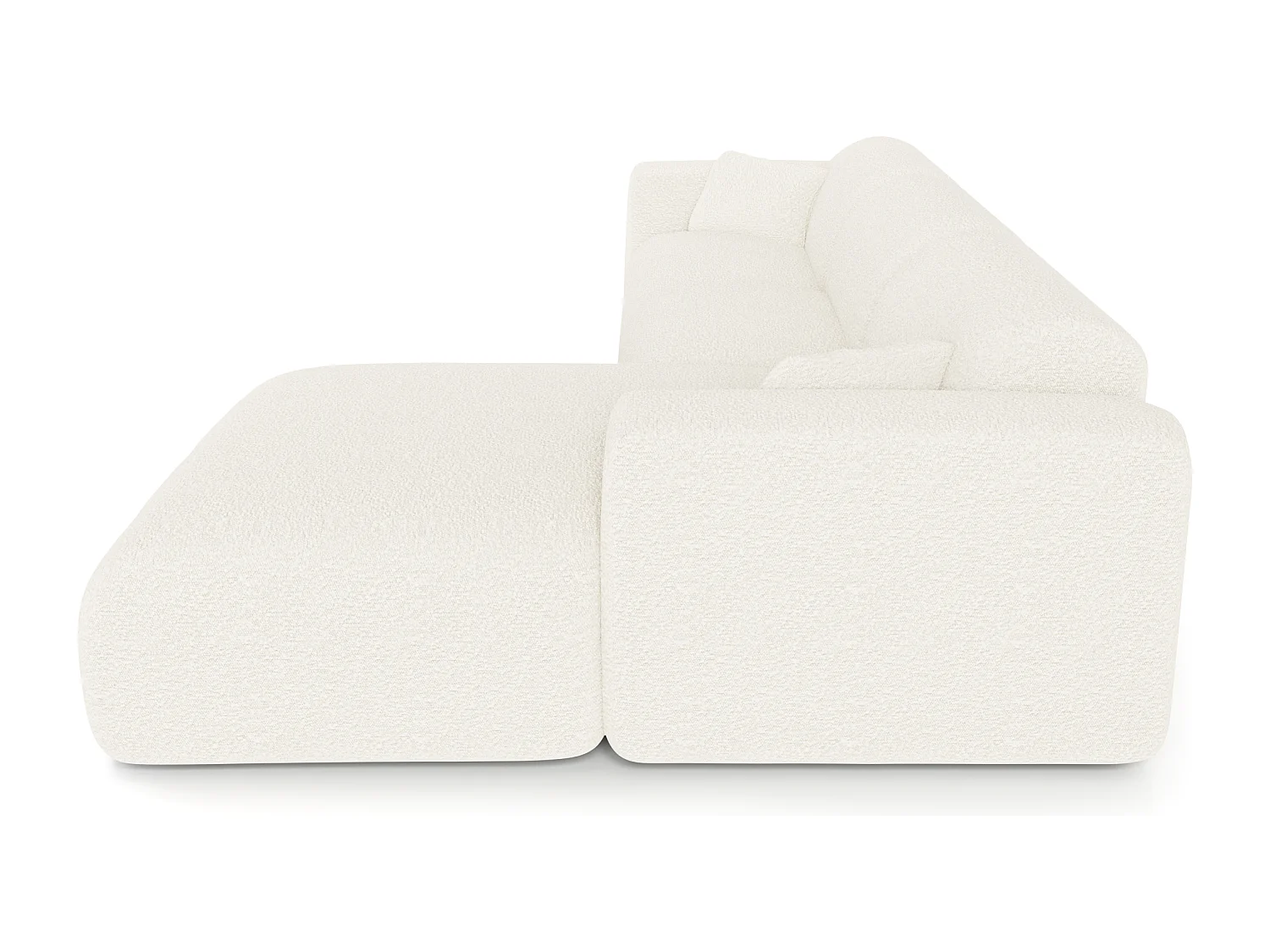 Canapé angle droit convertible dunlopillo 5 places bouclette crème  MYRA