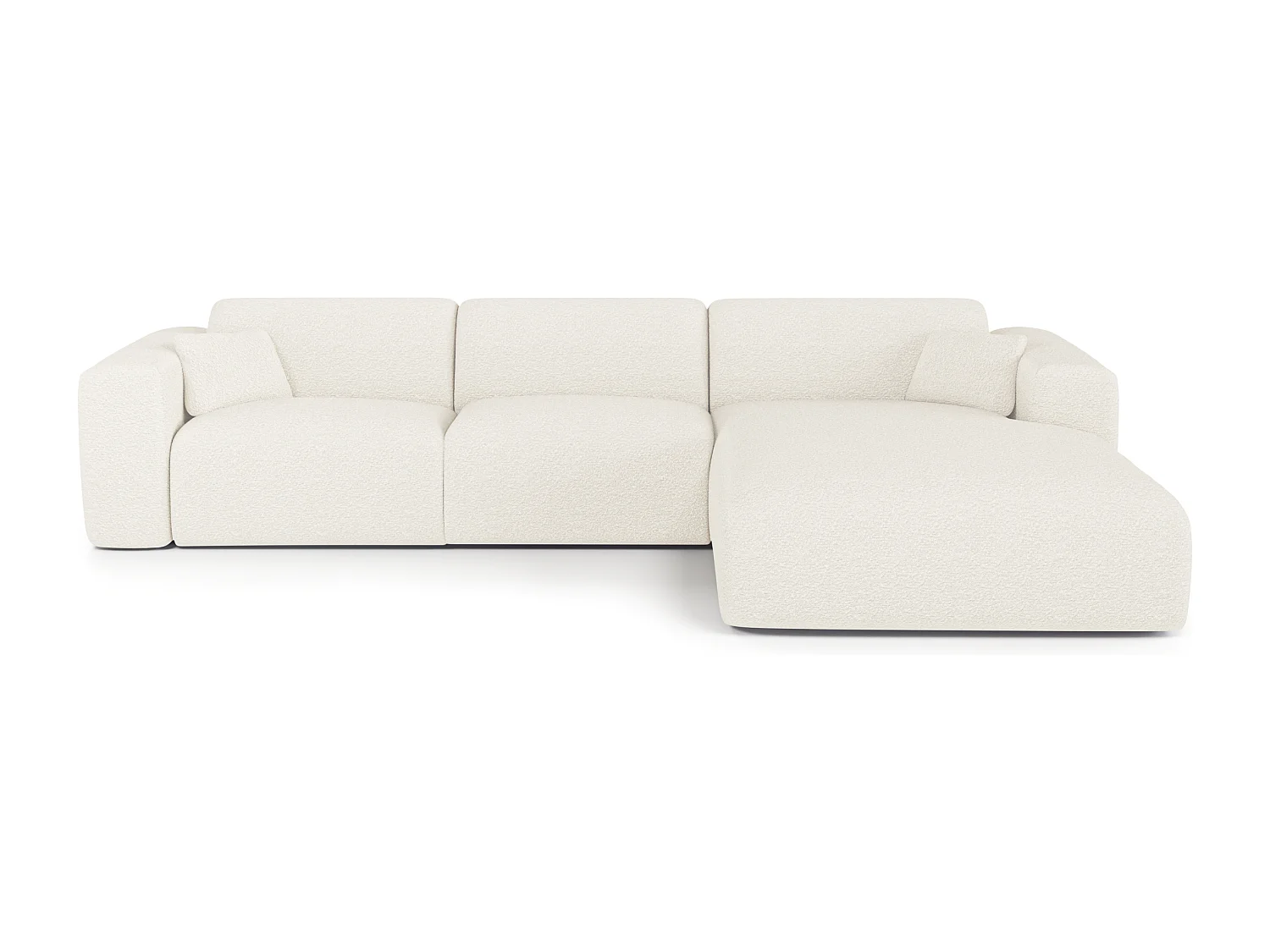 Canapé angle droit convertible dunlopillo 5 places bouclette crème  MYRA