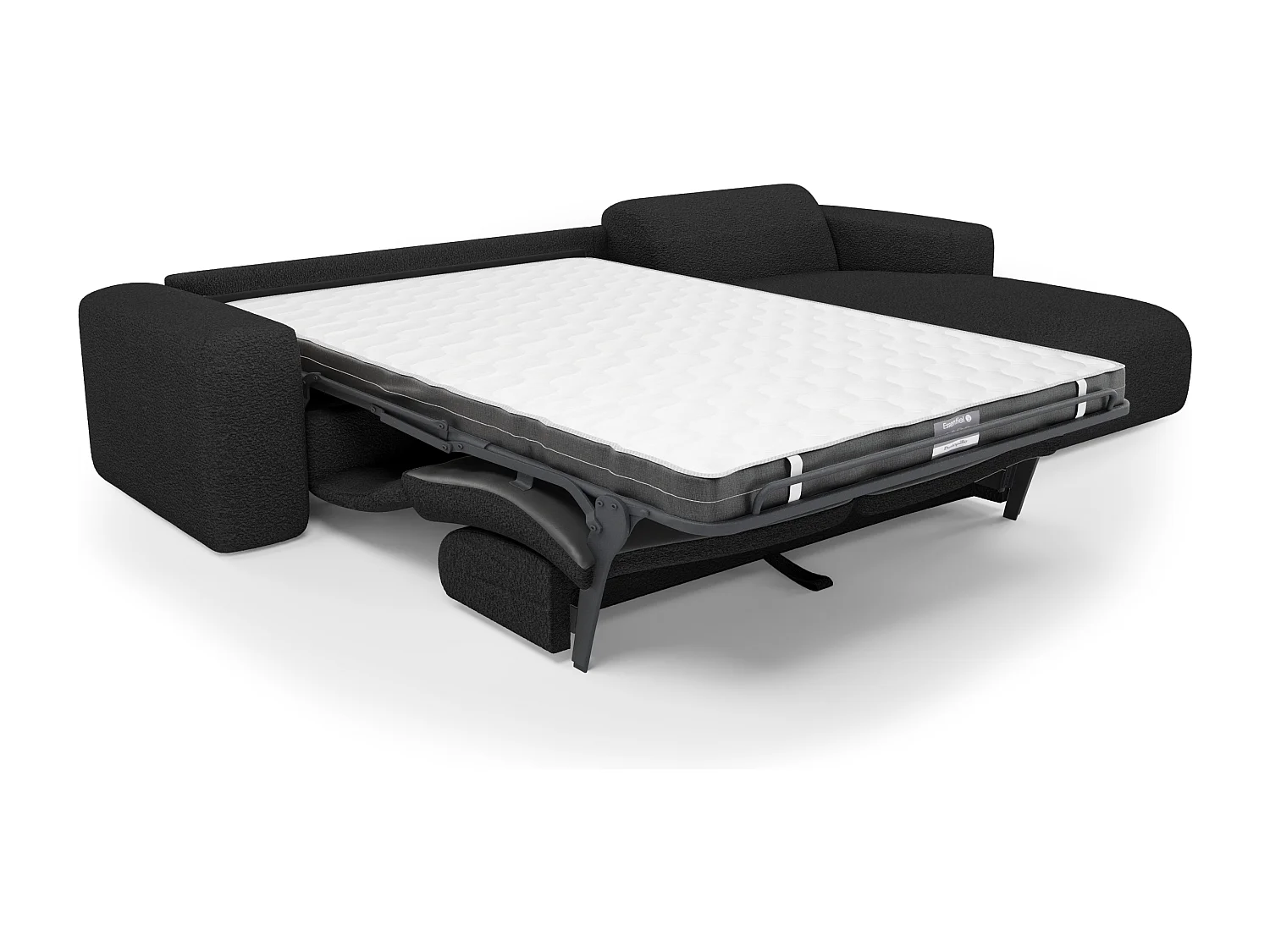 Canapé angle droit convertible 5 places bouclette anthracite foncé MYRA