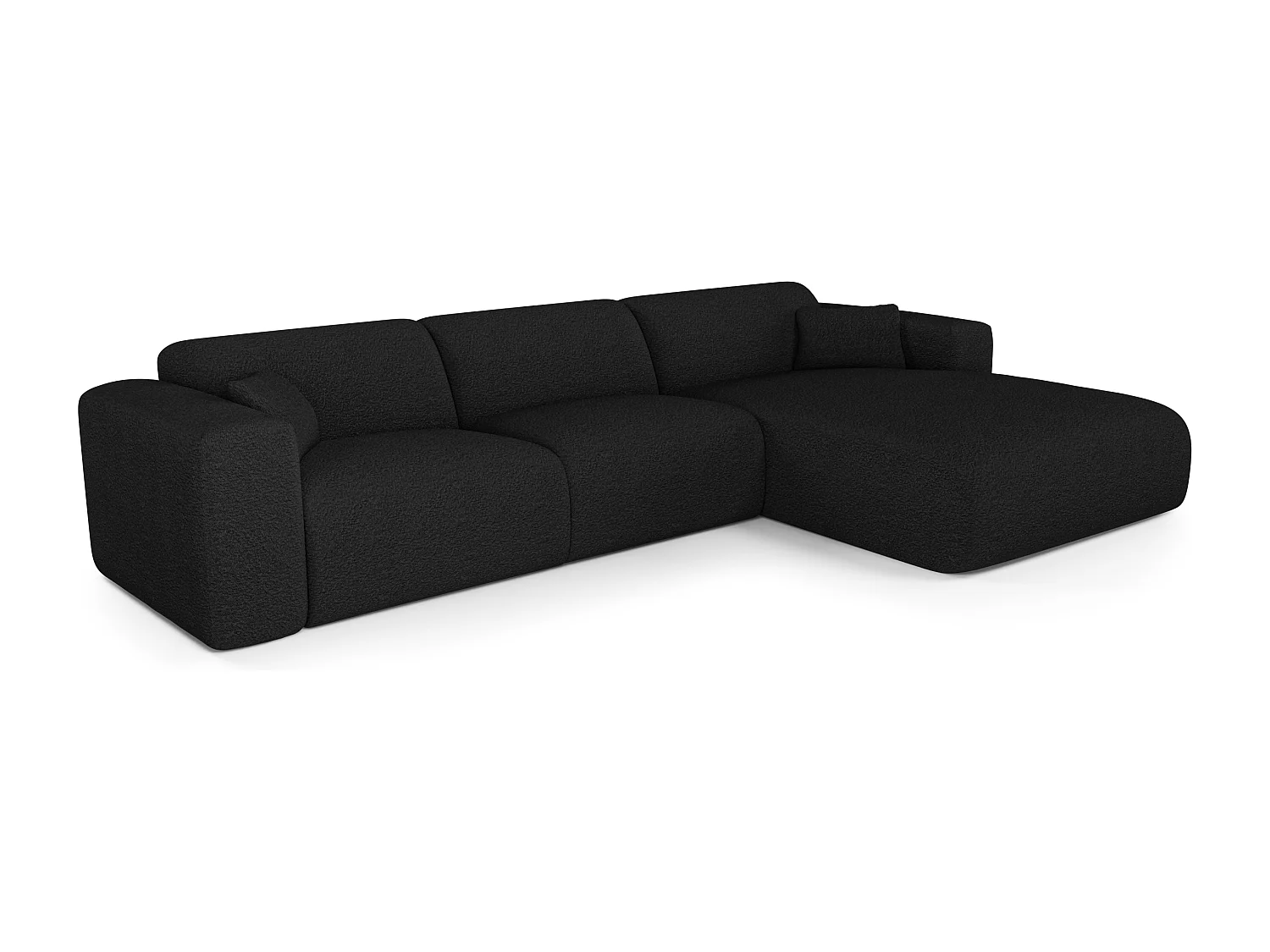 Canapé angle droit convertible 5 places bouclette anthracite foncé MYRA