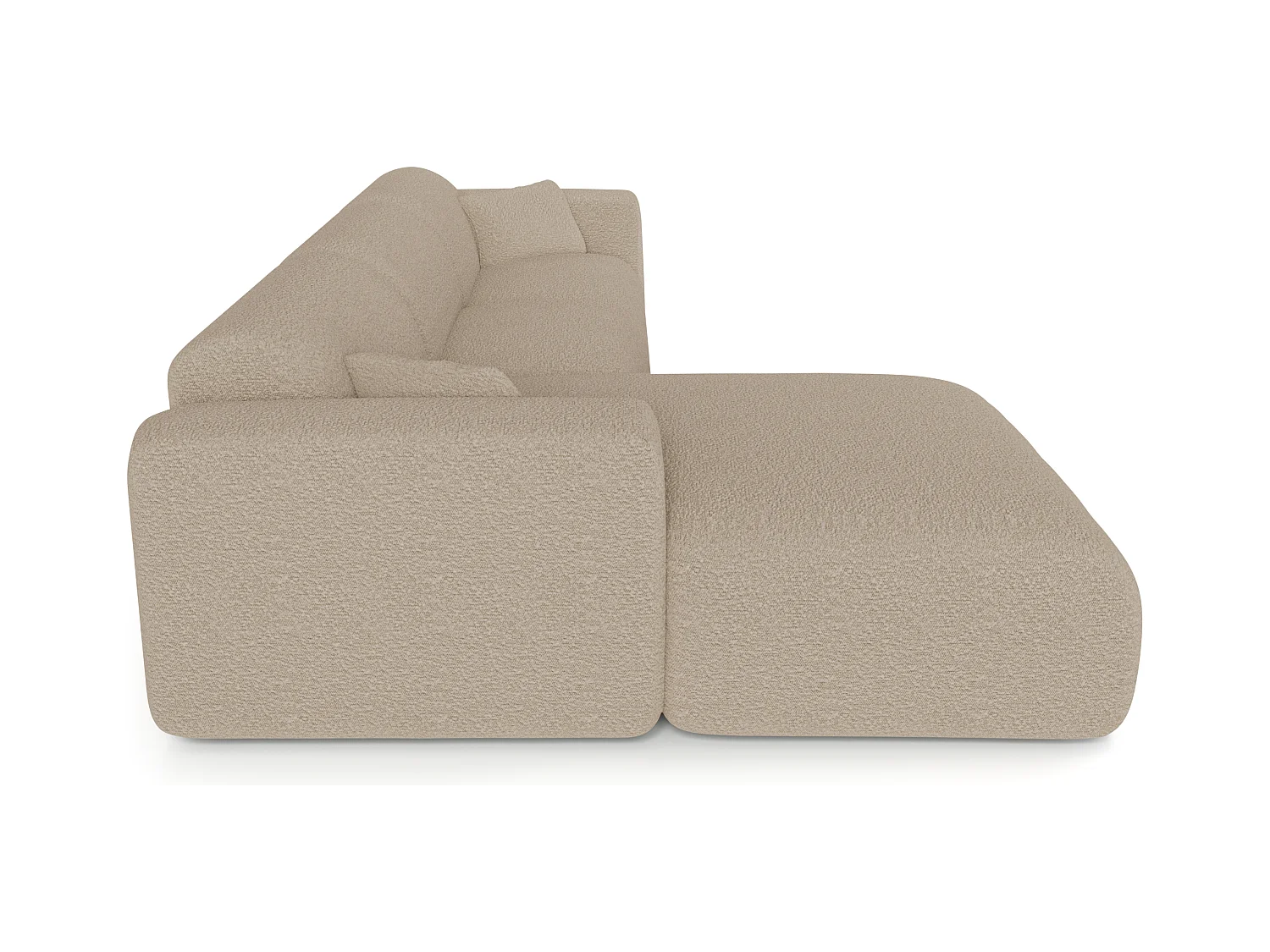 Canapé angle gauche convertible dunlopillo 5 places bouclette taupe