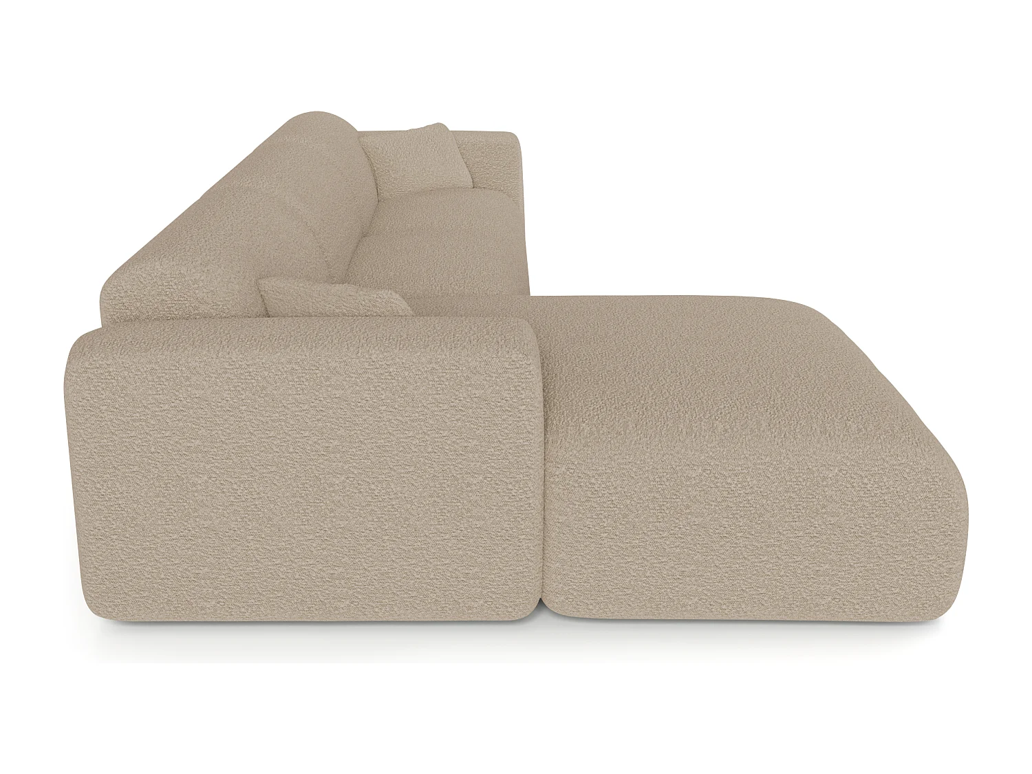 Canapé angle gauche convertible 5 places MYRA en tissu bouclette taupe