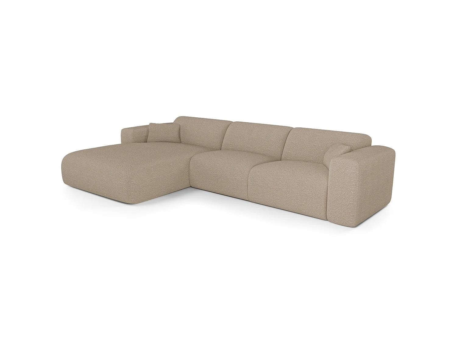 Canapé d'angle gauche convertible express 5 places en coton bouclette taupe