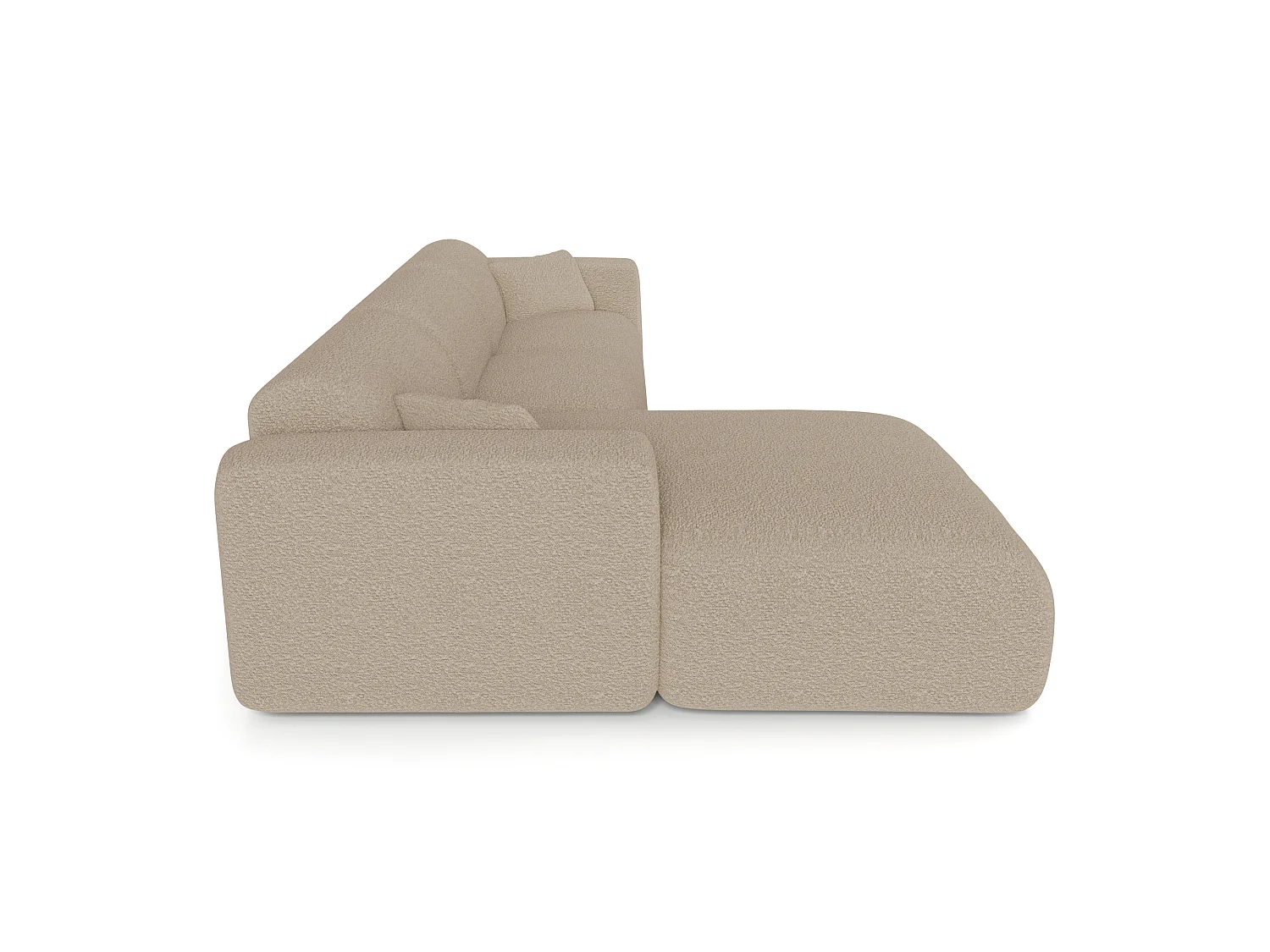 Canapé d'angle gauche convertible express 5 places en coton bouclette taupe