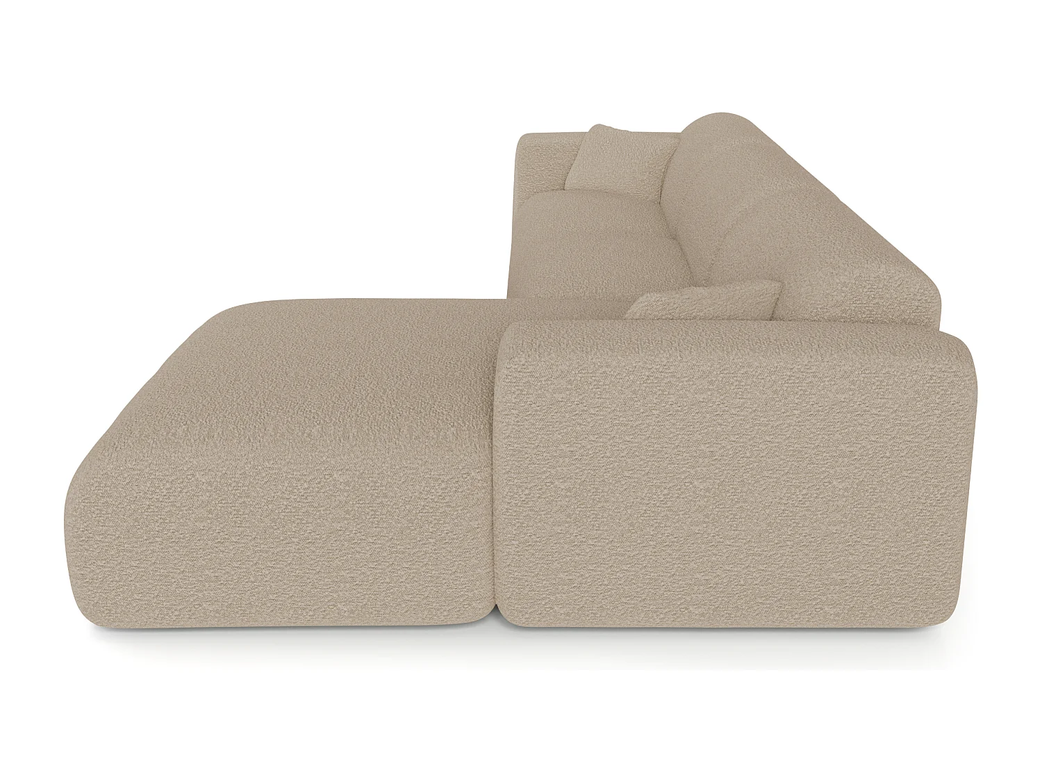 Canapé angle droit convertible dunlopillo 5 places bouclette taupe MYRA