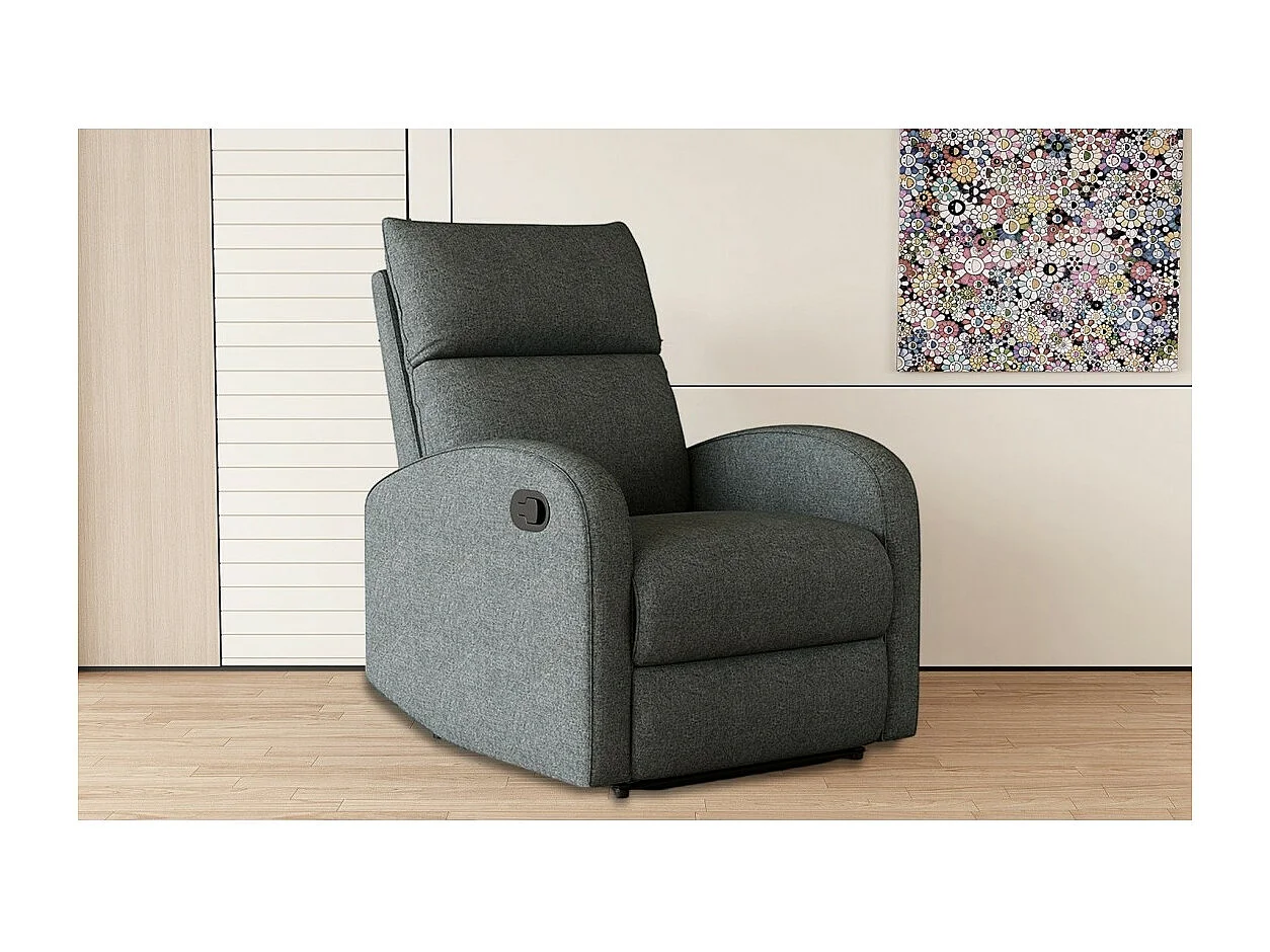 Relaxfauteuil ERA manueel verstelbaar in PU materiaal, grijs, een uitzonderlijke fauteuil